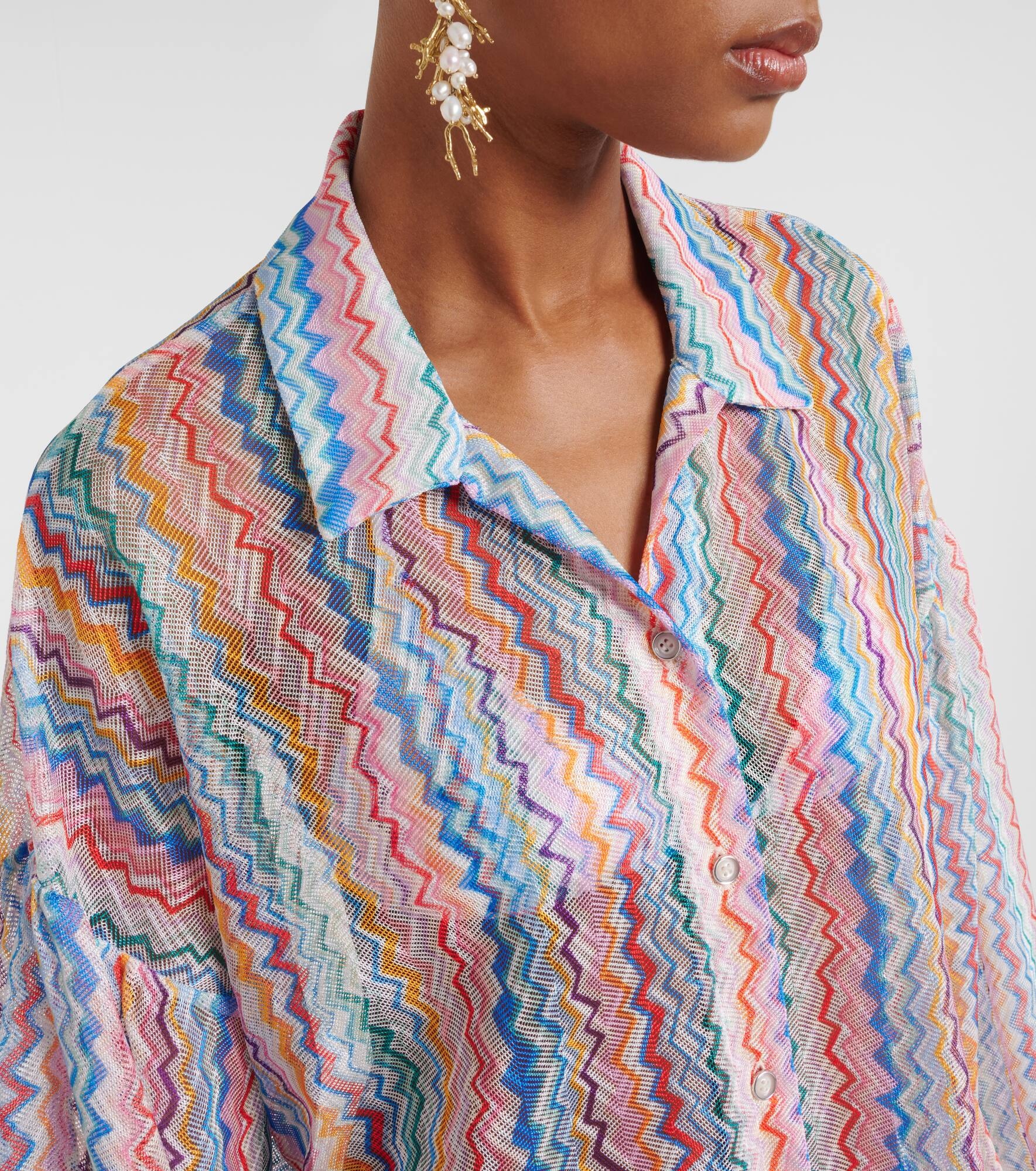 Zigzag sheer oversized shirt - 4