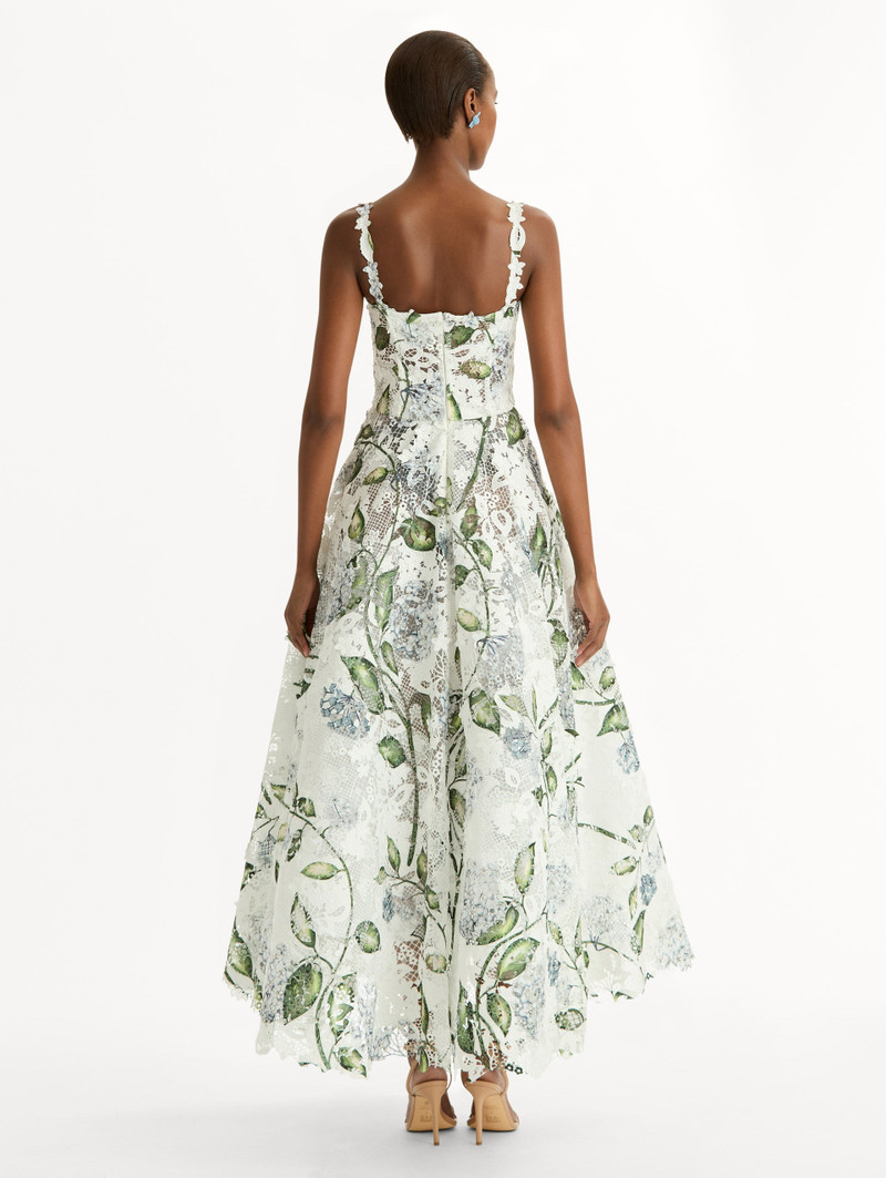PORCELAIN FLOWER GUIPURE COCKTAIL DRESS 3