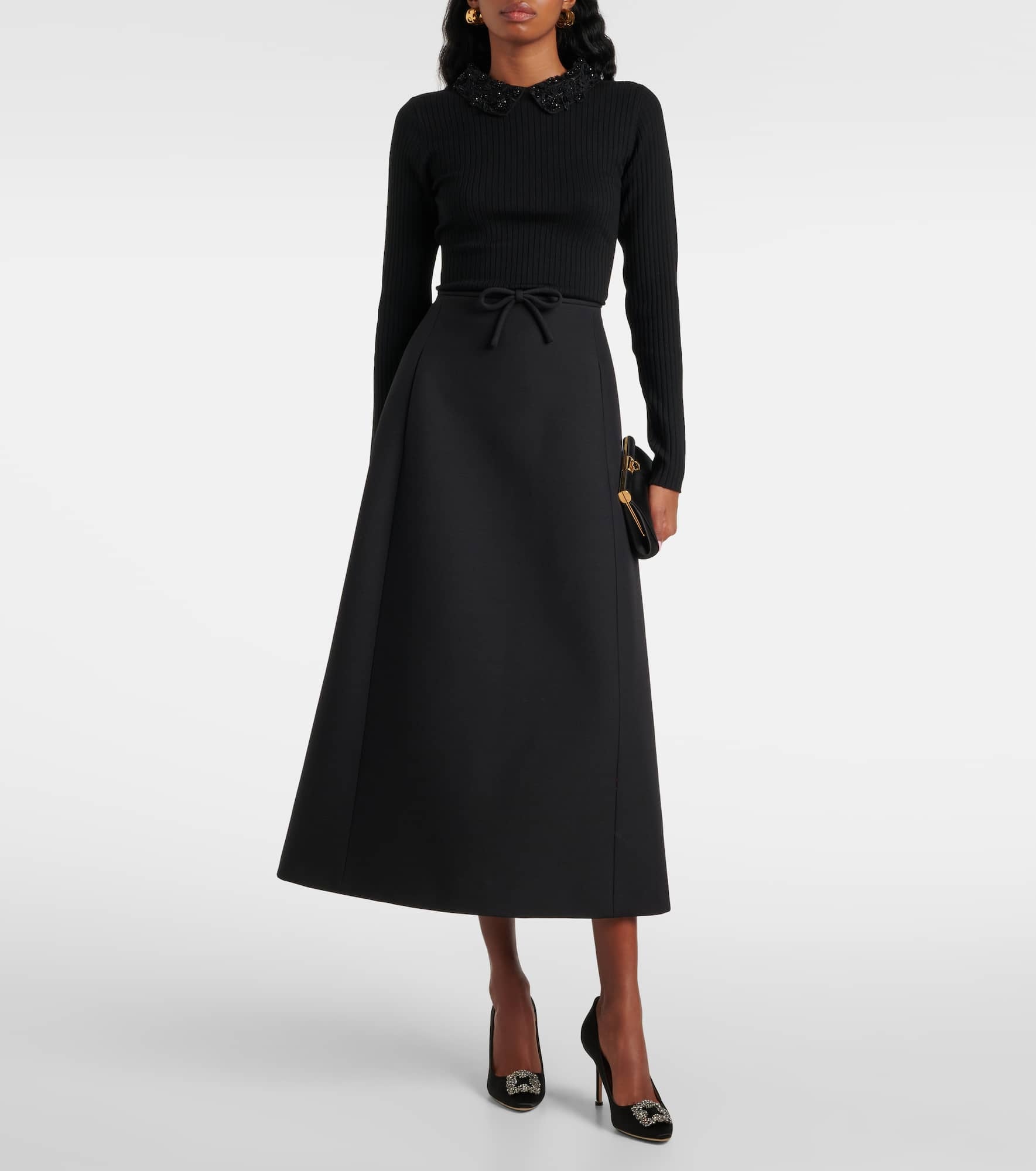 Embellished ribbed-knit wool top - 2
