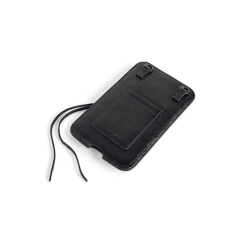 BALENCIAGA Women's Le City Vertical Phone Holder in Black outlook