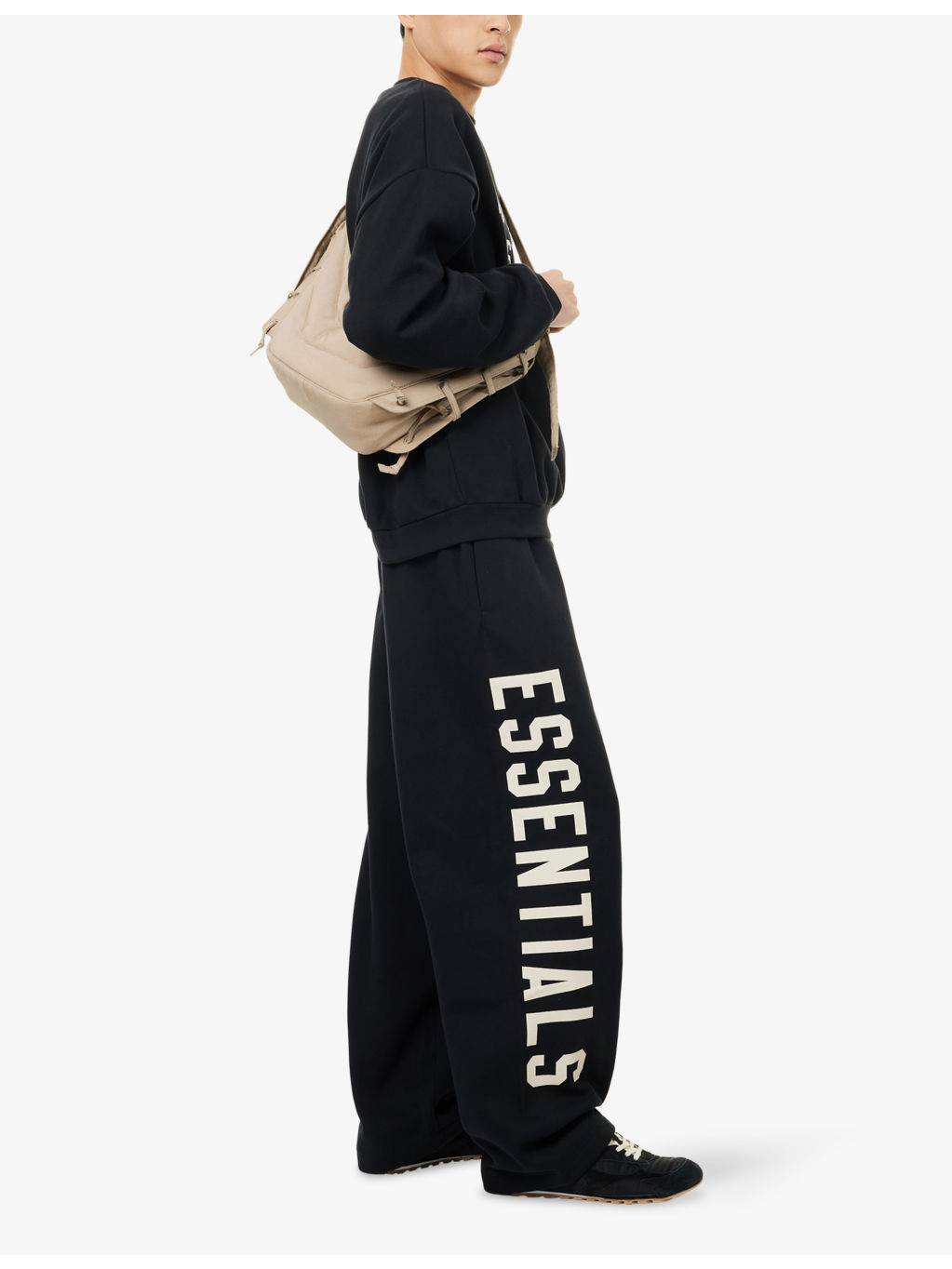 Brand-Print Wide-Leg Cotton-Blend Jogging Bottoms - 2