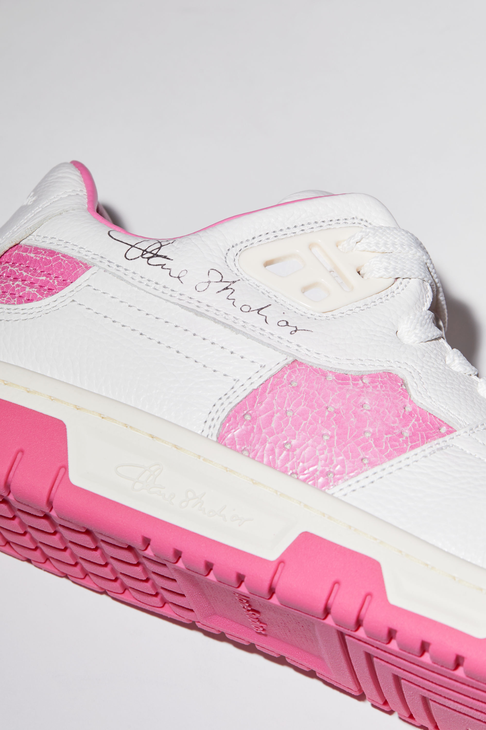 Low top basket leather sneakers - White/pink - 5