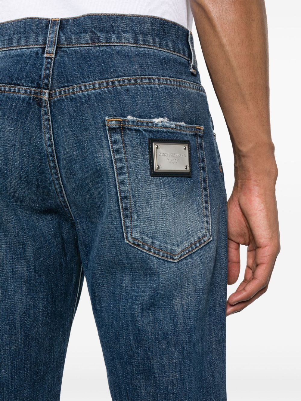 ripped-detail straight-leg jeans - 5