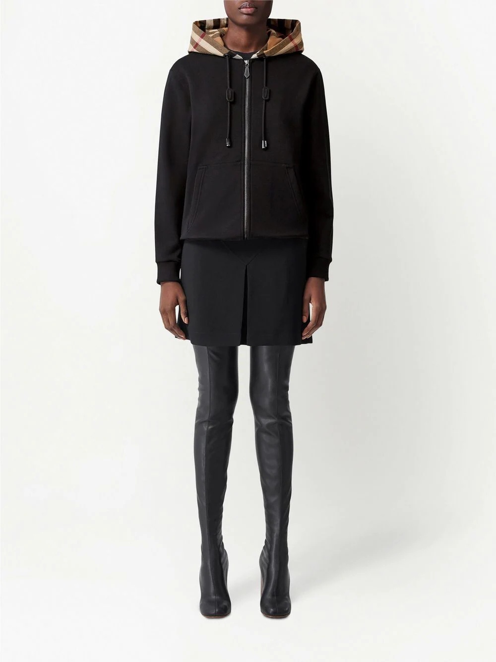 check cotton hoodie - 2