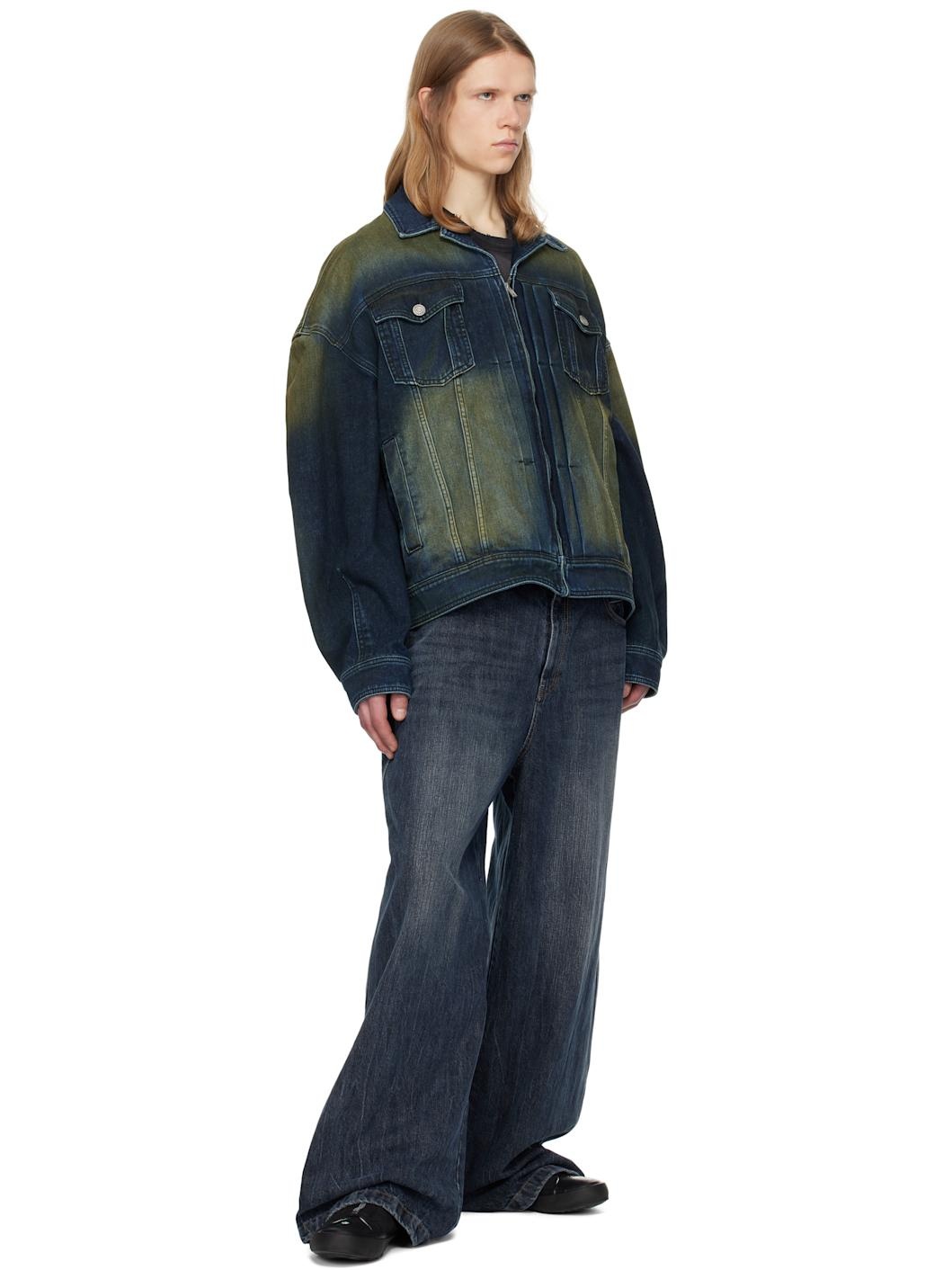 Juun. J Navy Zipper Trucker Denim Jacket - 4