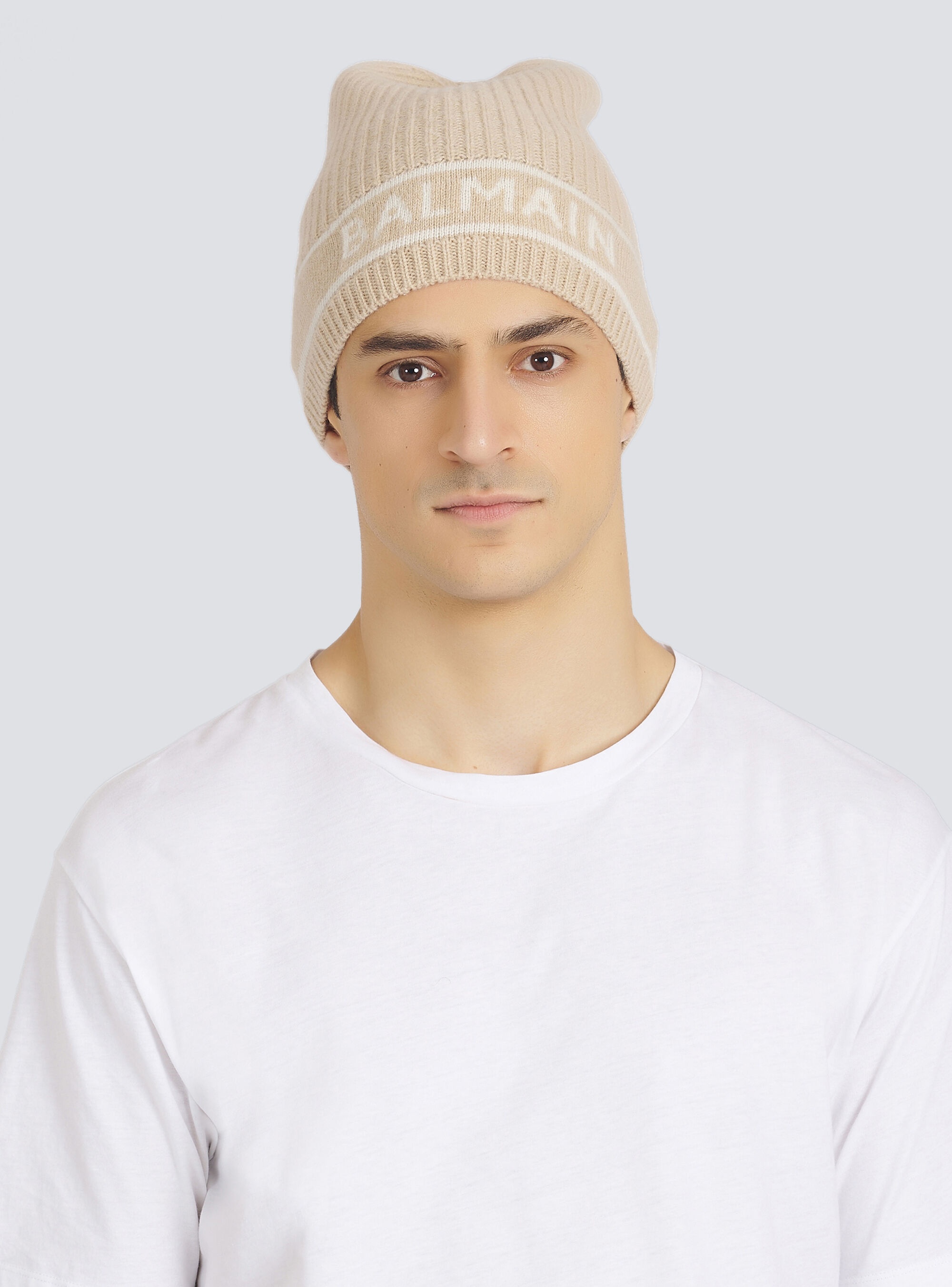 Wool beanie with embroidered Balmain logo - 4