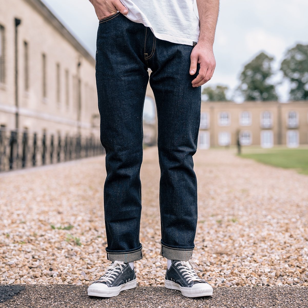 IH-888N 17oz Selvedge Denim Medium/High Rise Tapered Cut Jeans - Natural Indigo - 4