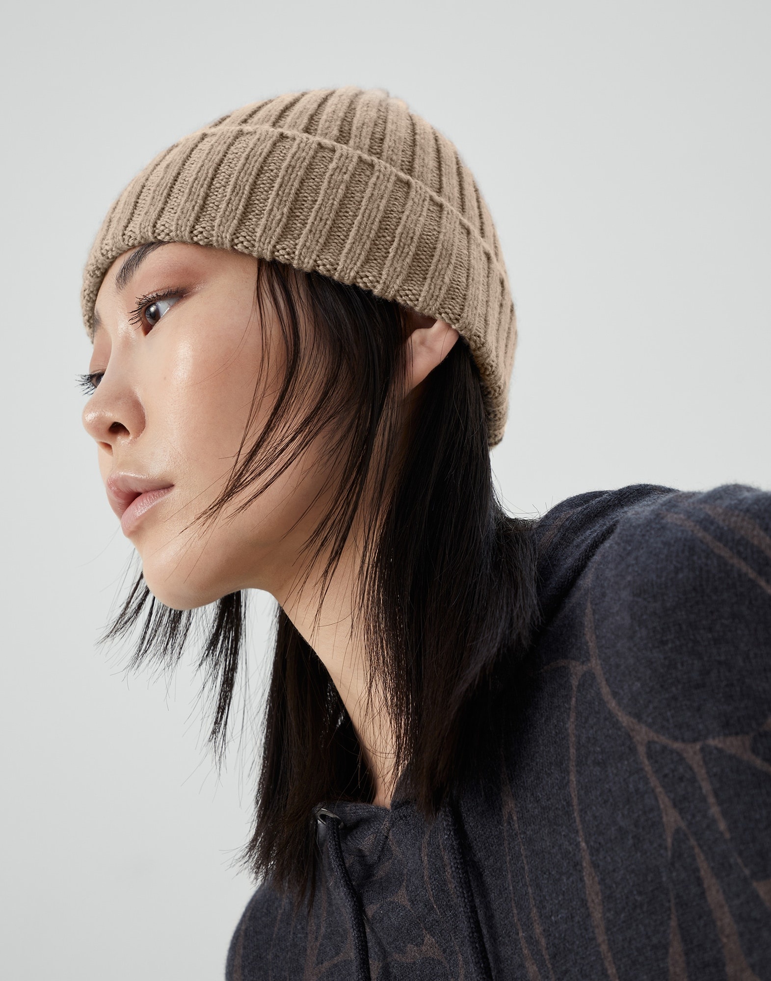 Cashmere rib knit beanie - 3