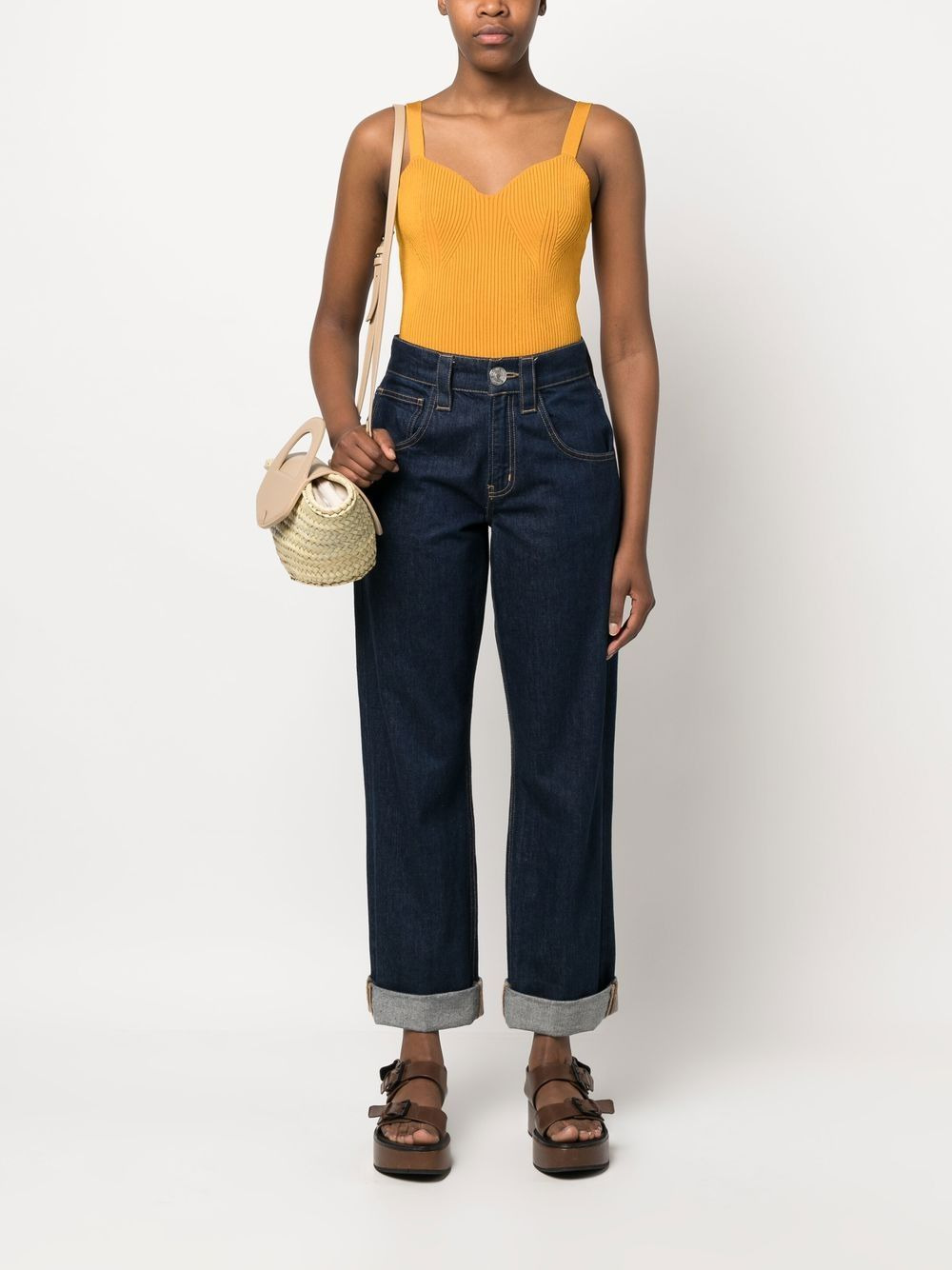 ribbed-knit bralette top - 2