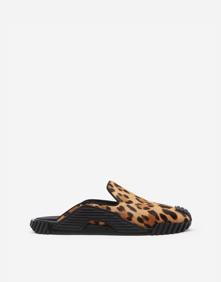 Leopard print NS1 slippers with pony hair effect - 1