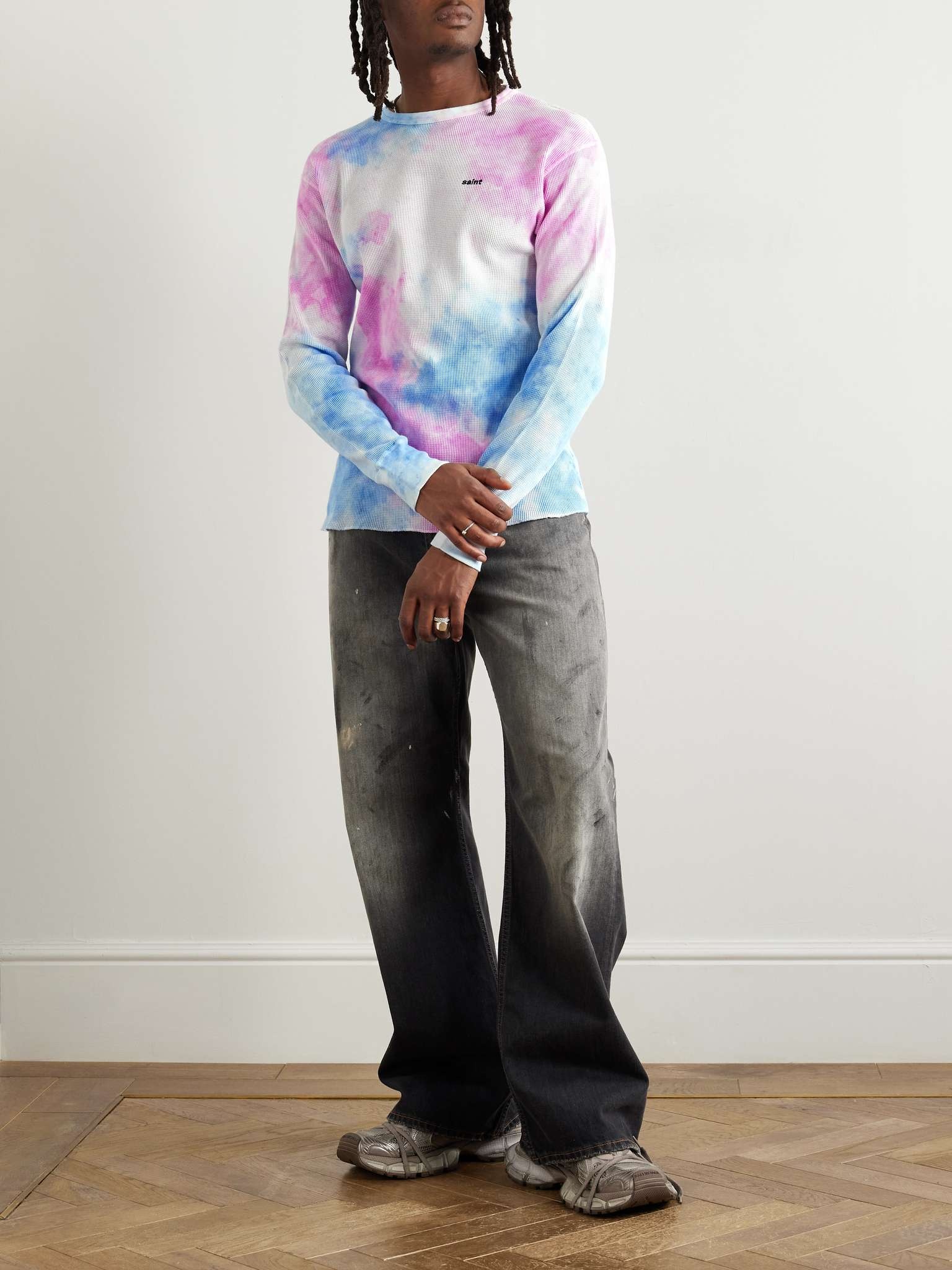 Slim-Fit Logo-Embroidered Tie-Dyed Waffle-Knit Cotton T-Shirt - 2