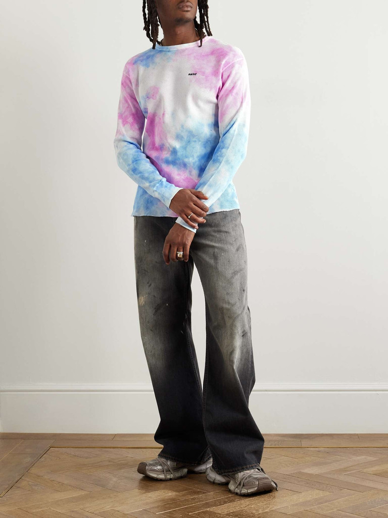 SAINT M×××××× Slim-Fit Logo-Embroidered Tie-Dyed Waffle-Knit Cotton T-Shirt outlook