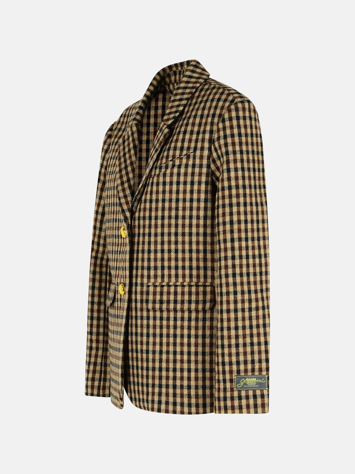 BROWN WOOL BLEND BLAZER - 2