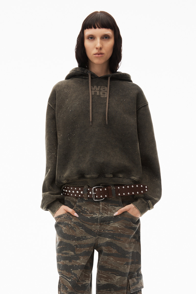 puff logo hoodie in glitter terry 2