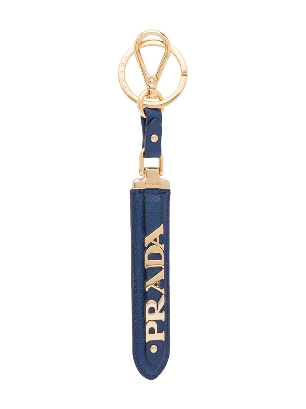 Saffiano leather logo keyring - 1