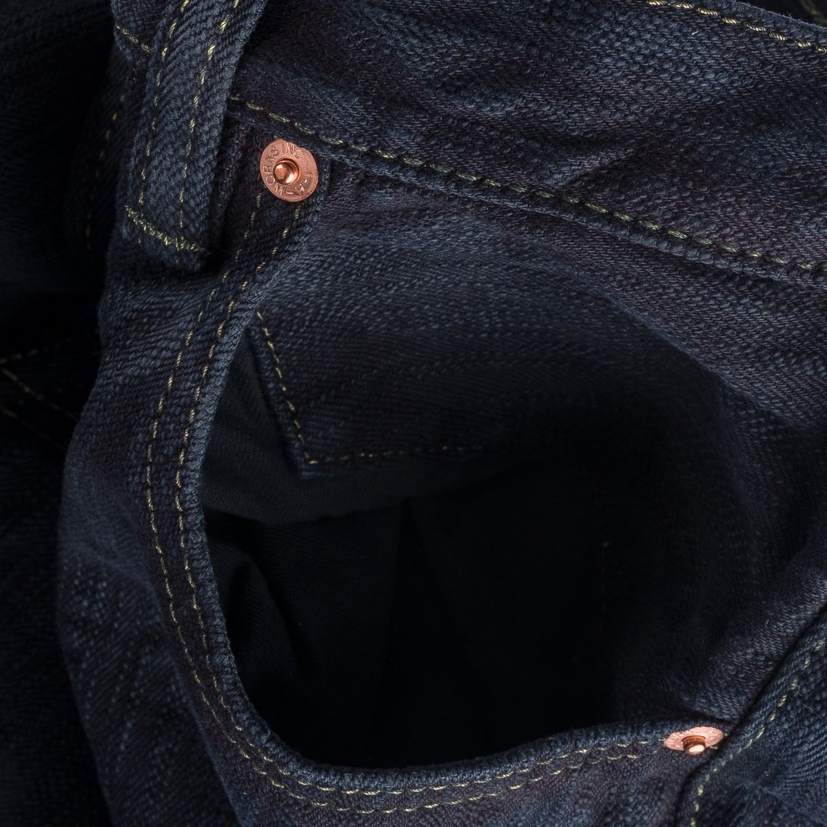 IH-634S-SLBod 16oz Slubby Selvedge Denim Straight Cut Jeans - Indigo Overdyed Black - 13