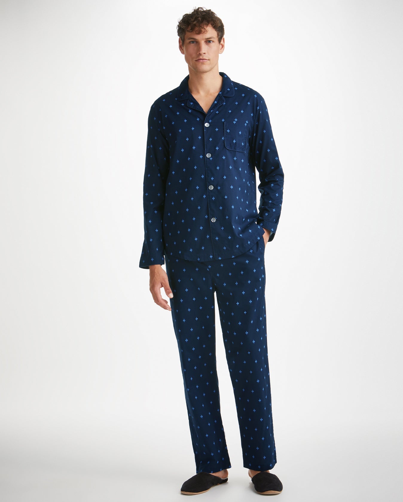 Nelson Paisley Cotton Modern Fit Pyjama Set - Navy - 2