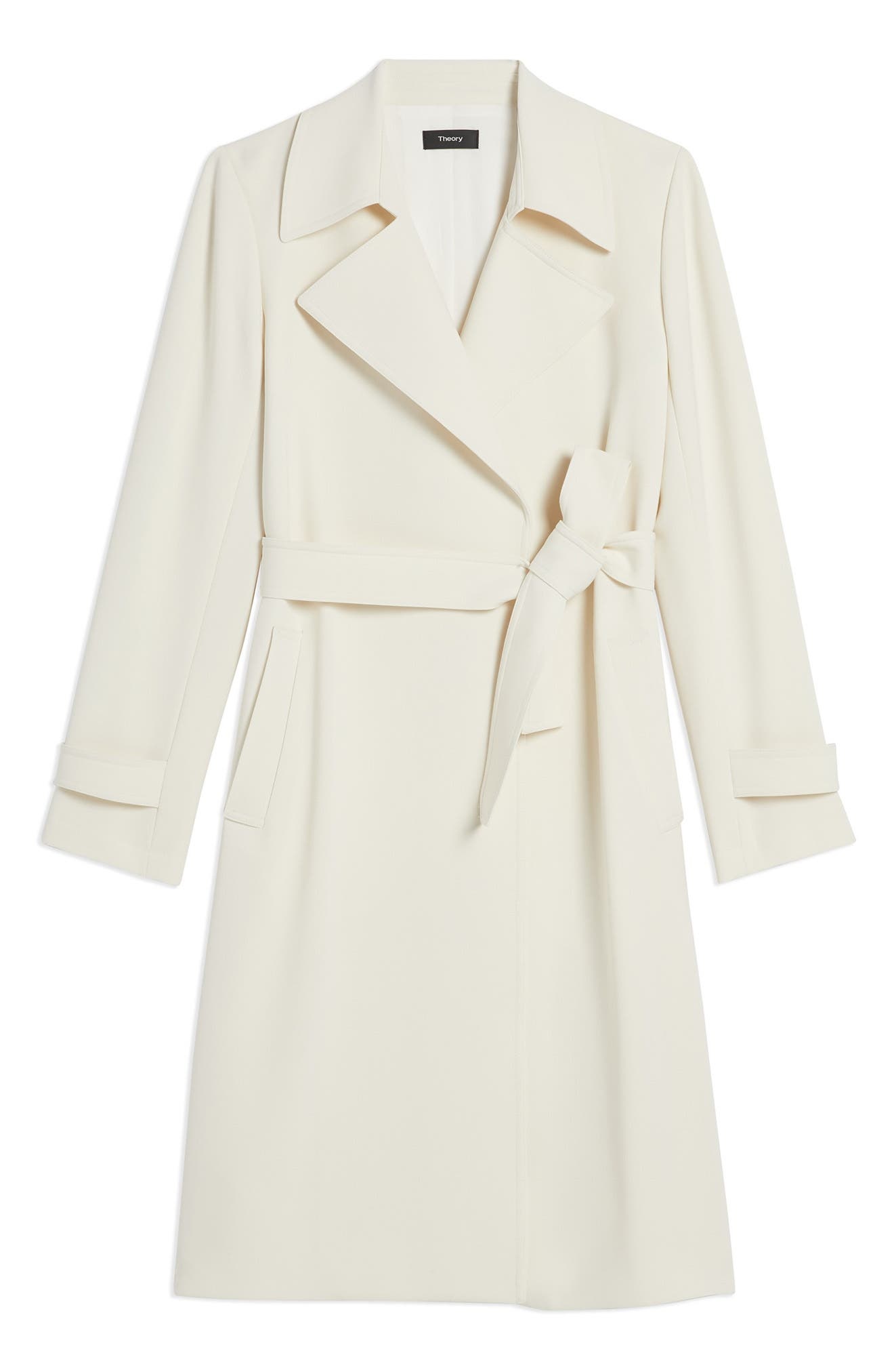 Theory Oaklane Admiral Crepe Trench Coat in Rice at Nordstrom - 4