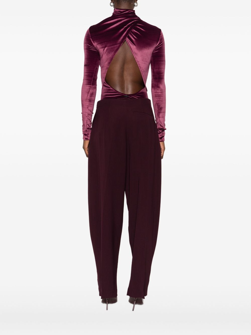 high-neck velvet bodysuit - 4