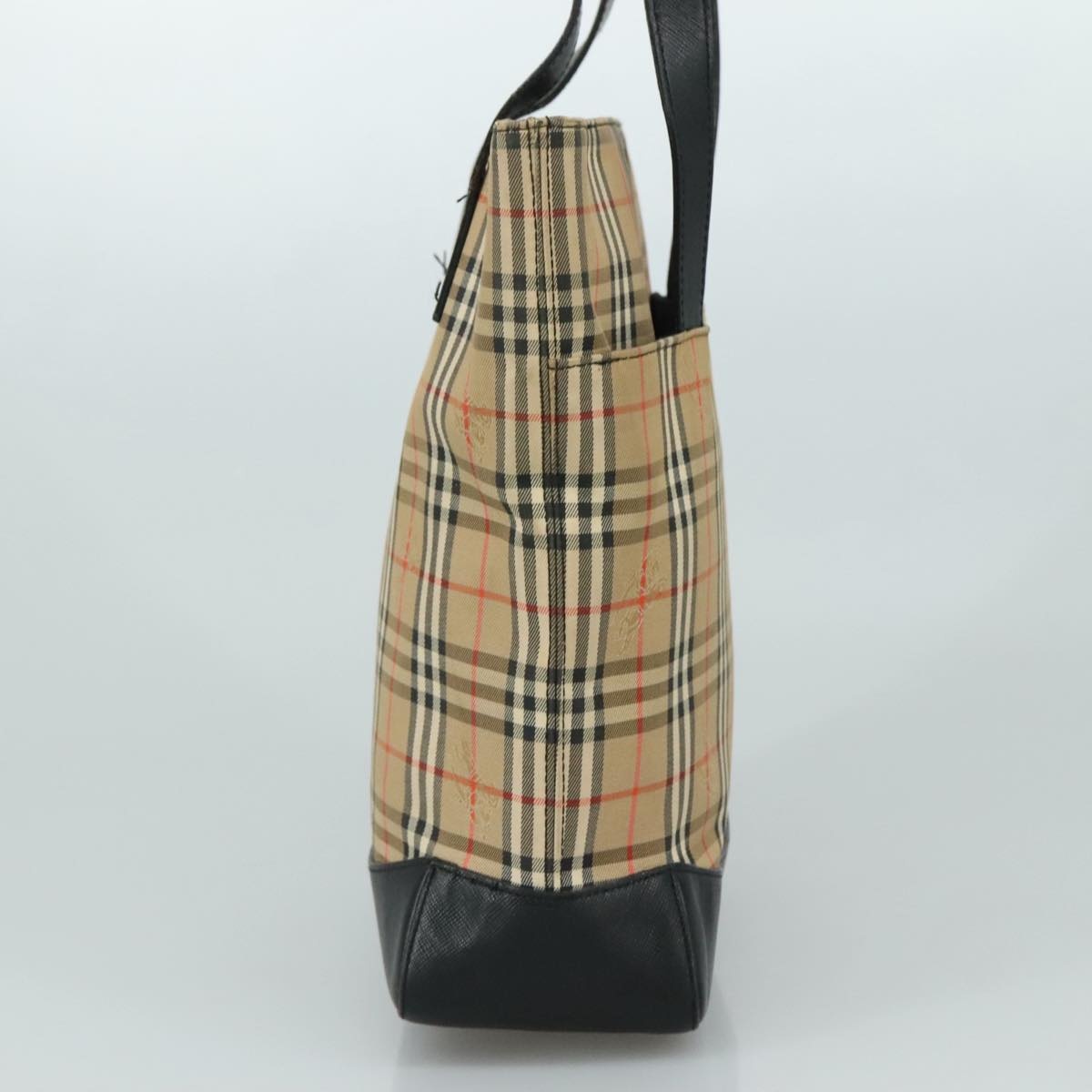 Burberry Nova Check Tote Bag Canvas Leather Beige Black Gold - 4