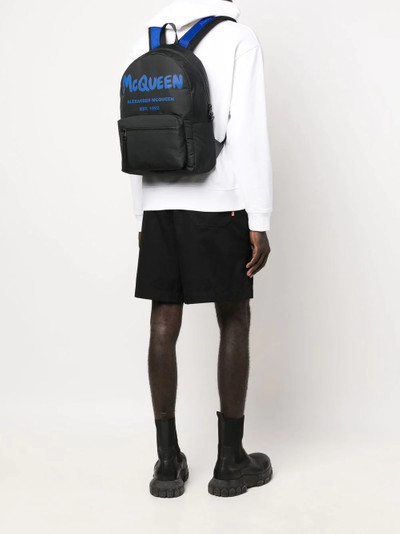 Alexander McQueen logo-print two-tone backpack outlook
