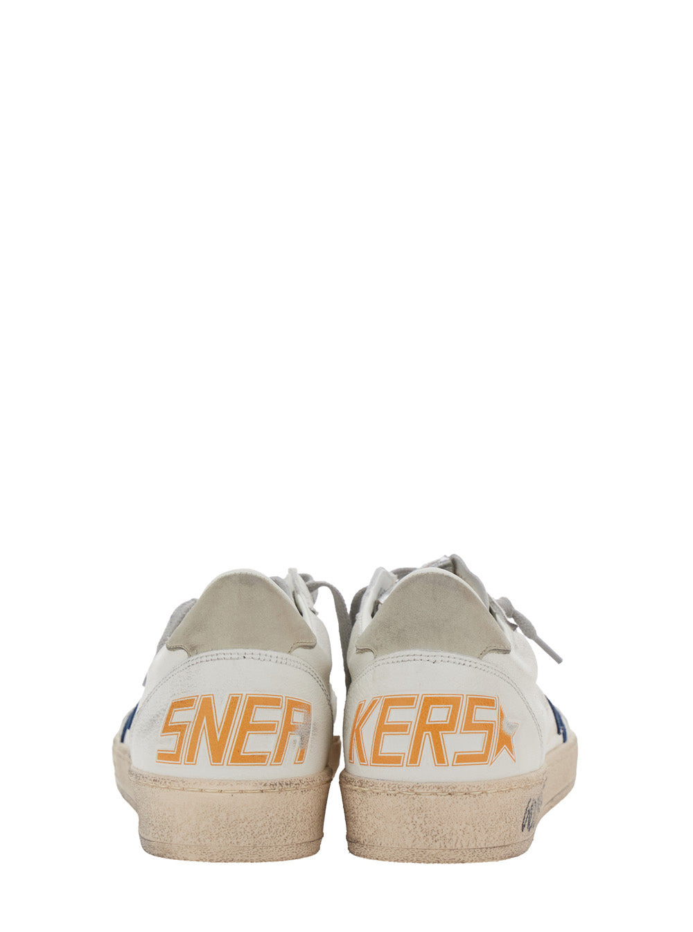 Golden Goose Men 'Ballstar' White Low Top Sneakers With Star Patch On The Side And Maxi Lettering On - 5