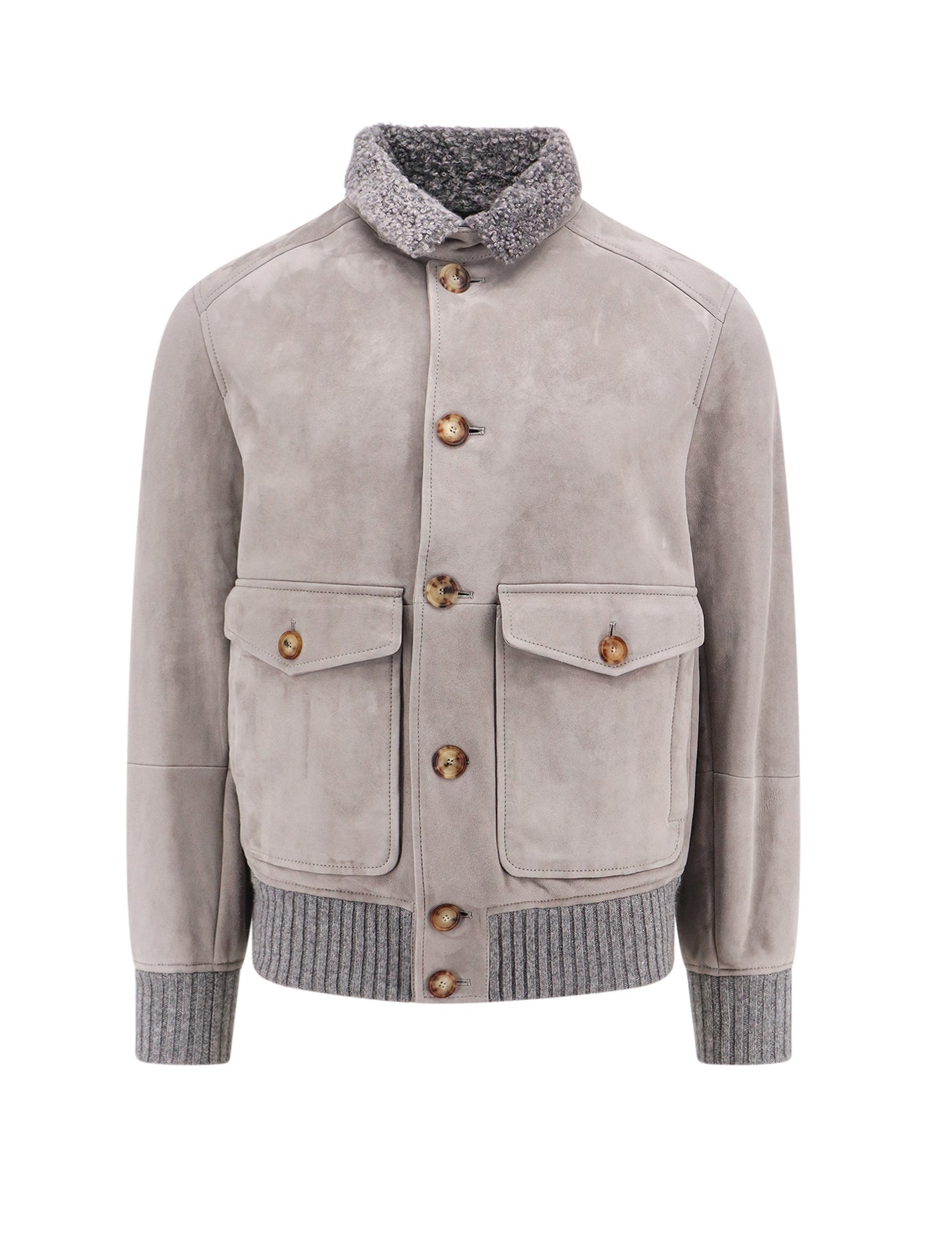 Sheepskin jacket with cashmere profiles - 1