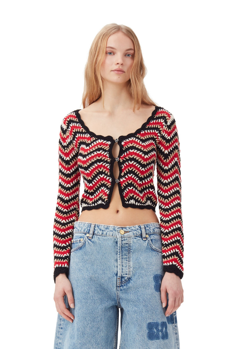 GANNI COTTON CROCHET CARDIGAN outlook