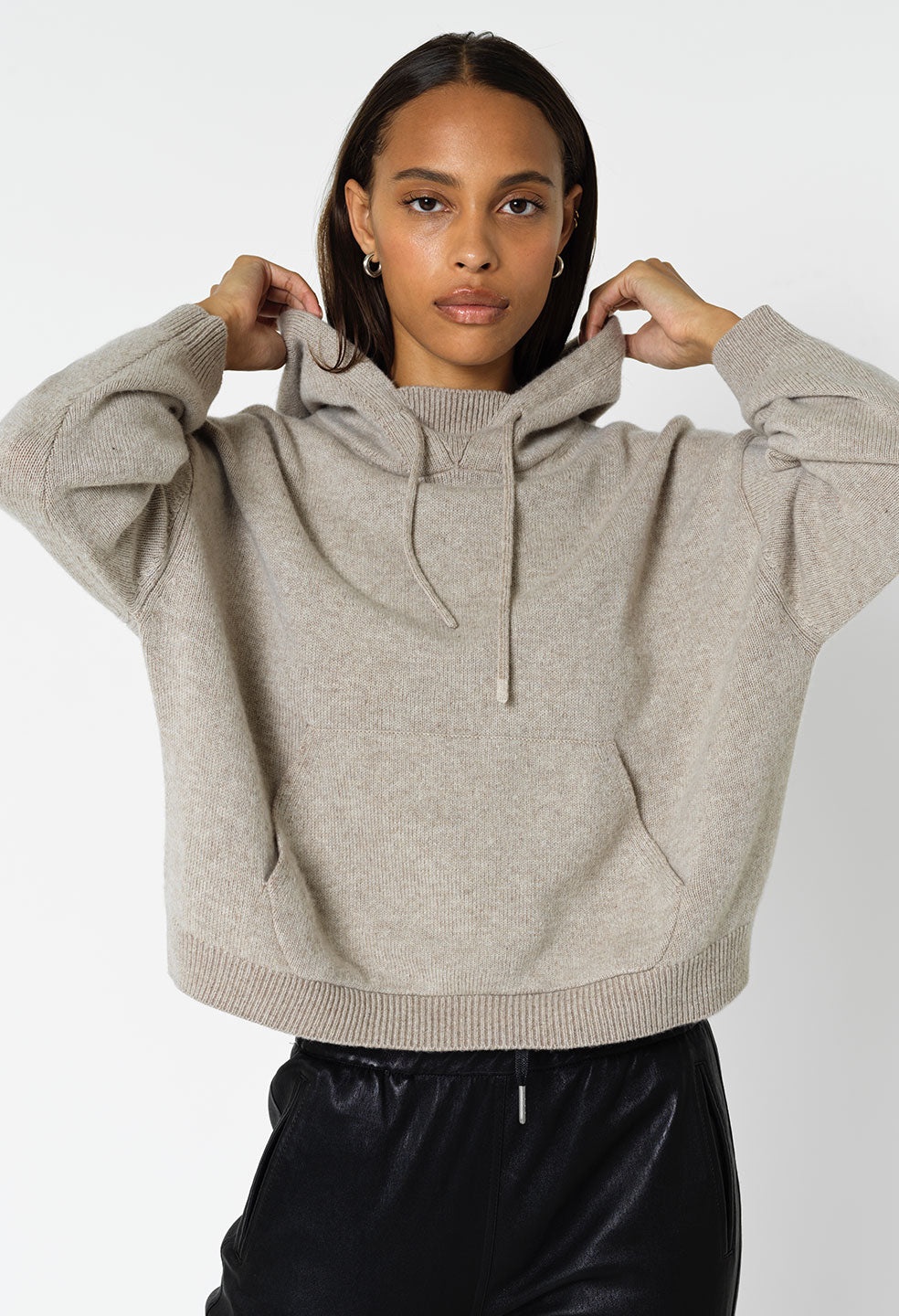 TWO TONE CASHMERE HOODIE - 4