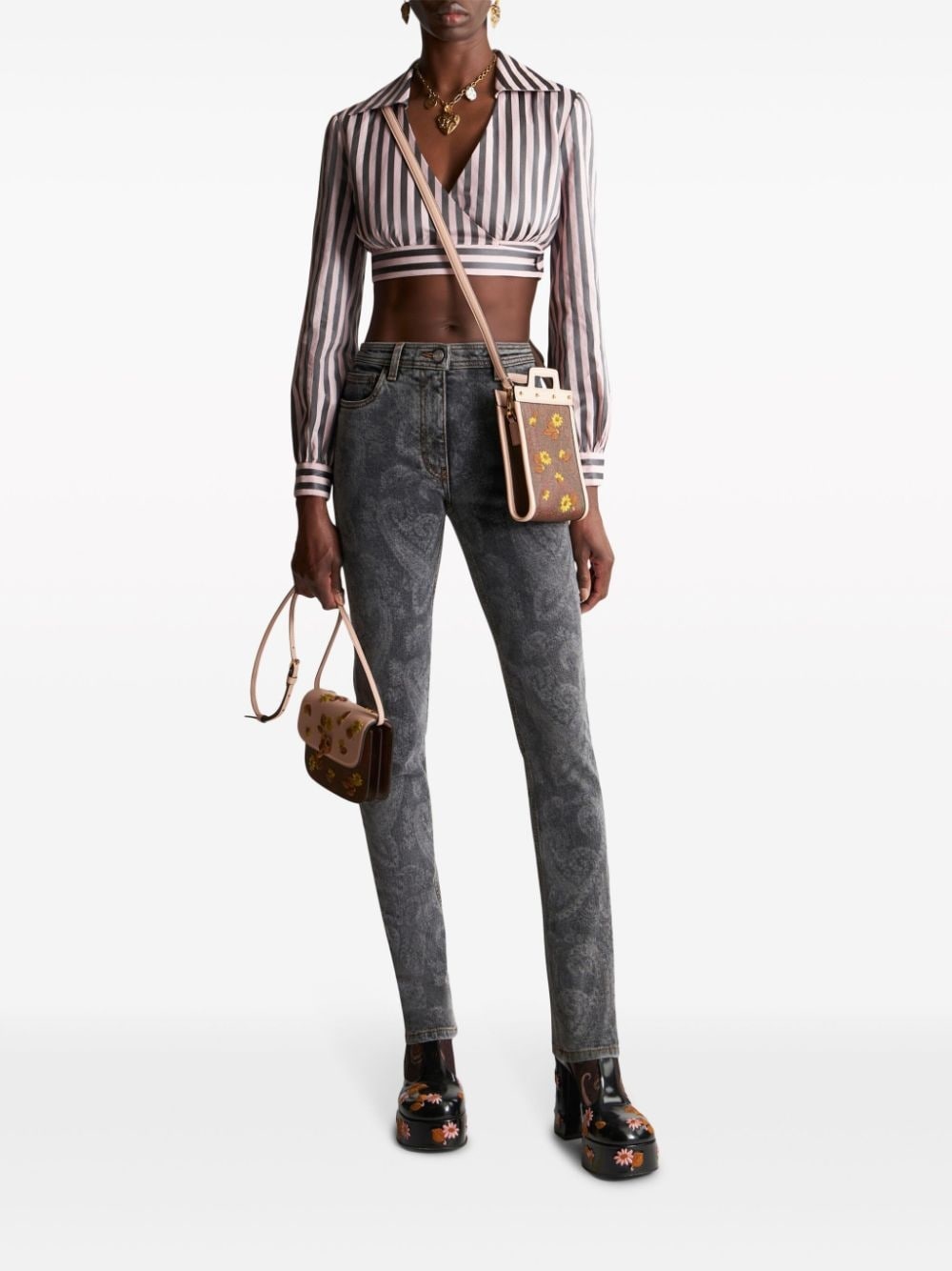 high-rise paisley-print straight-leg jeans - 2