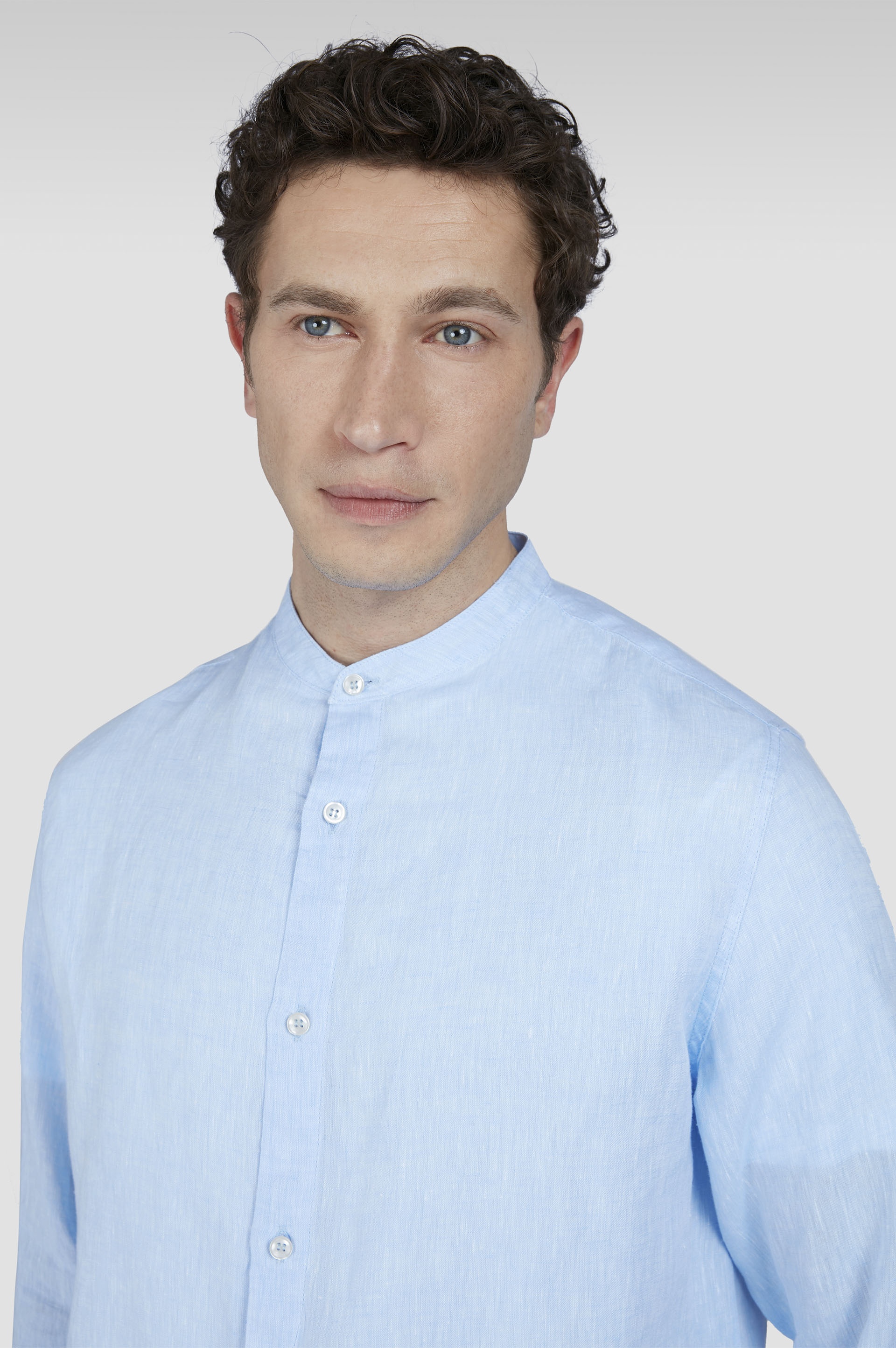 LINEN SHIRT WITH MANDARIN COLLAR - 4