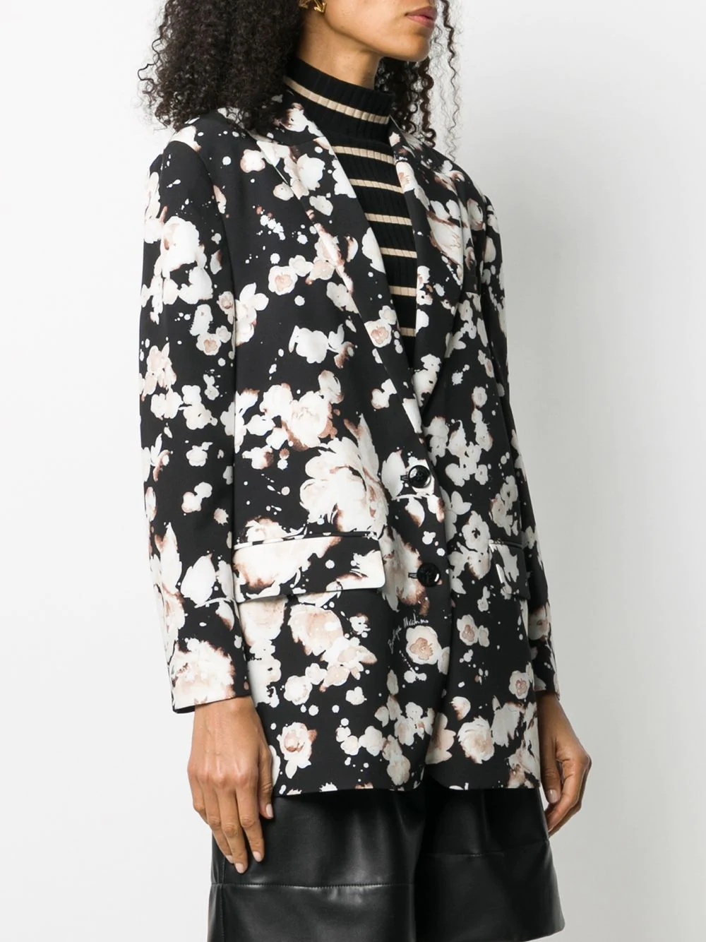 floral print oversized blazer - 3