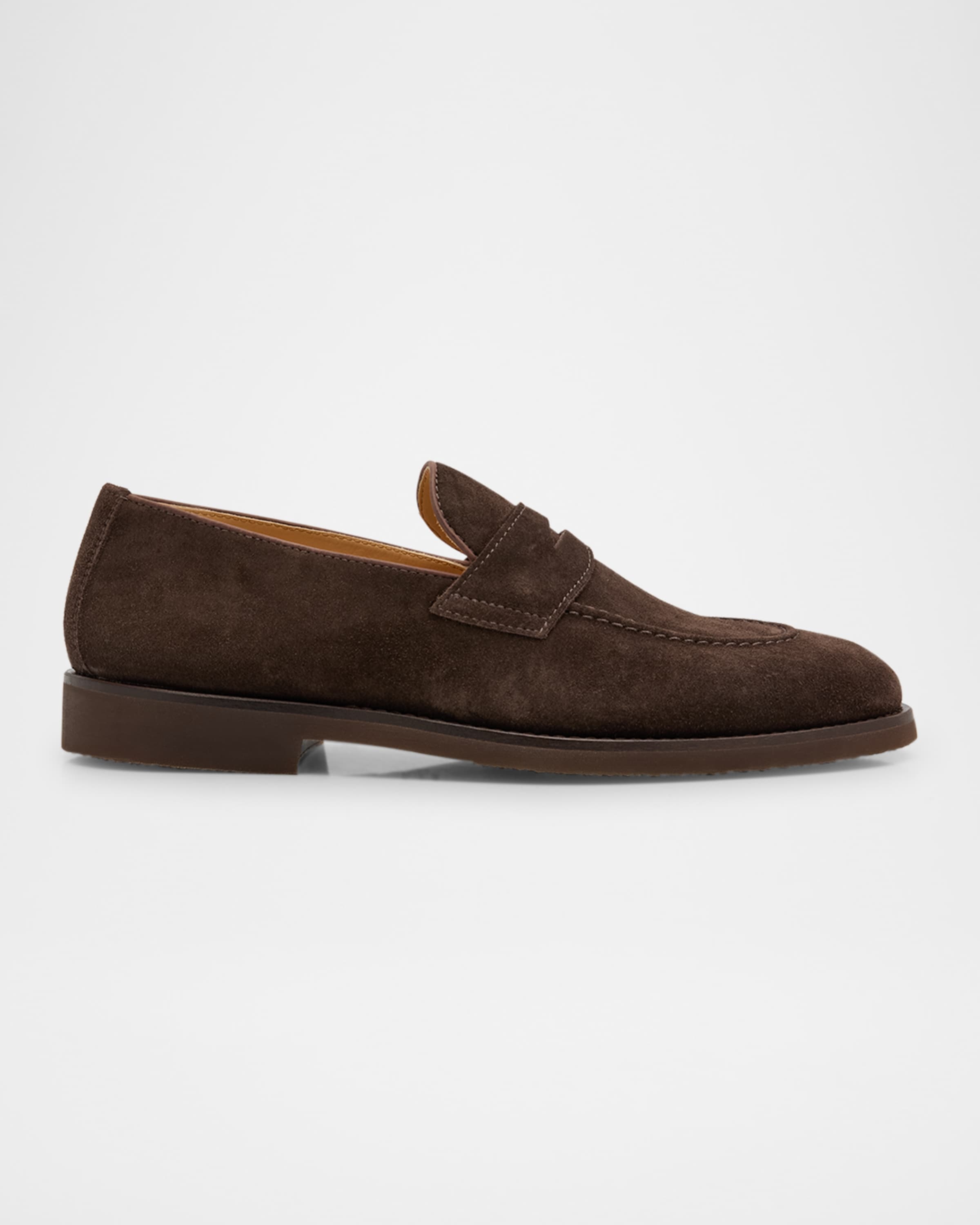 Men's Flex-Sole Suede Penny Loafers - 1