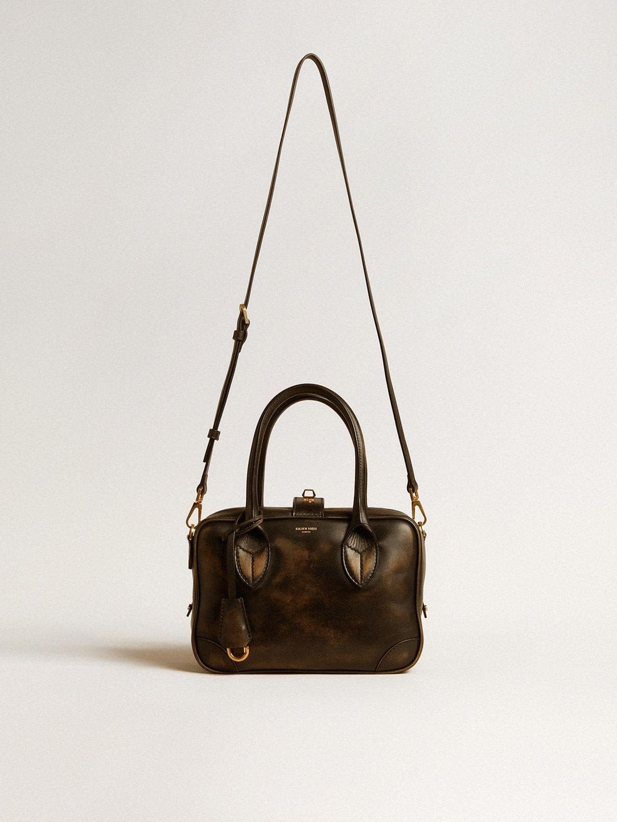 Vita Bag in black distressed leather with gold details - 2