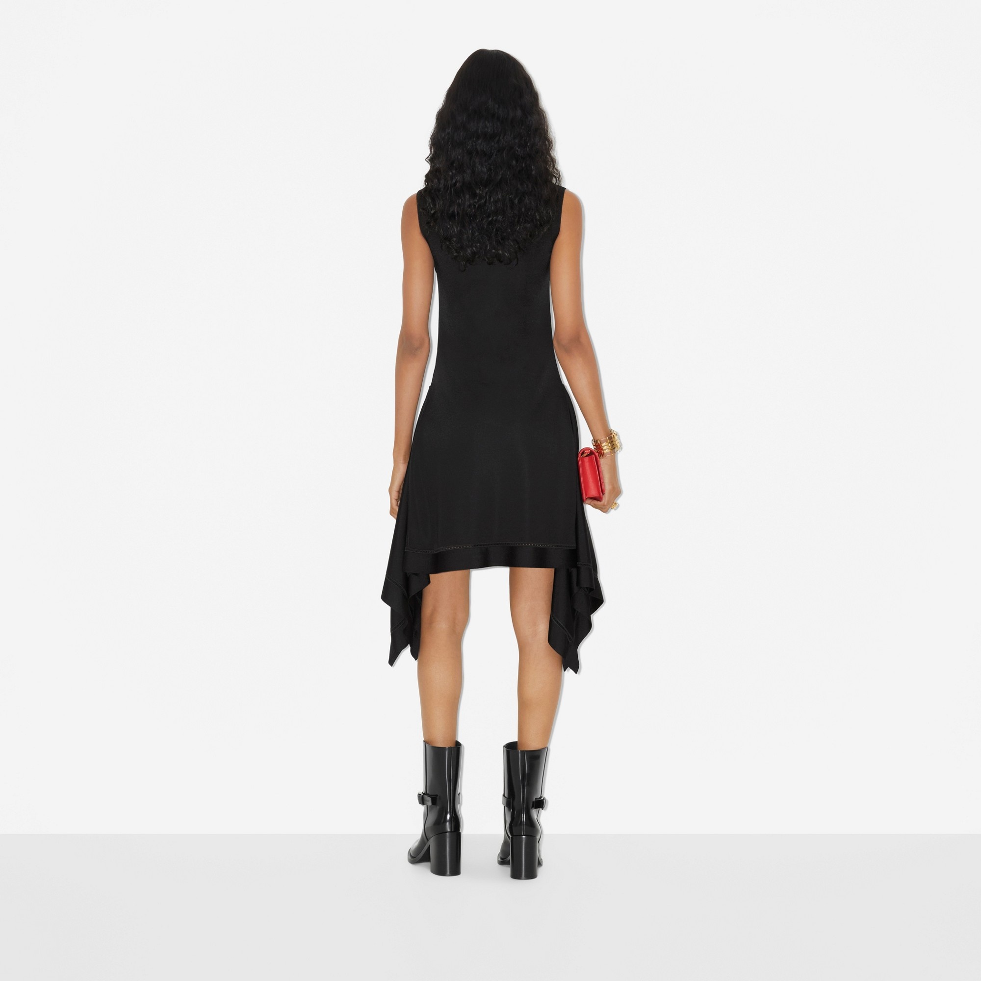 Draped Hem Viscose Blend Dress - 4