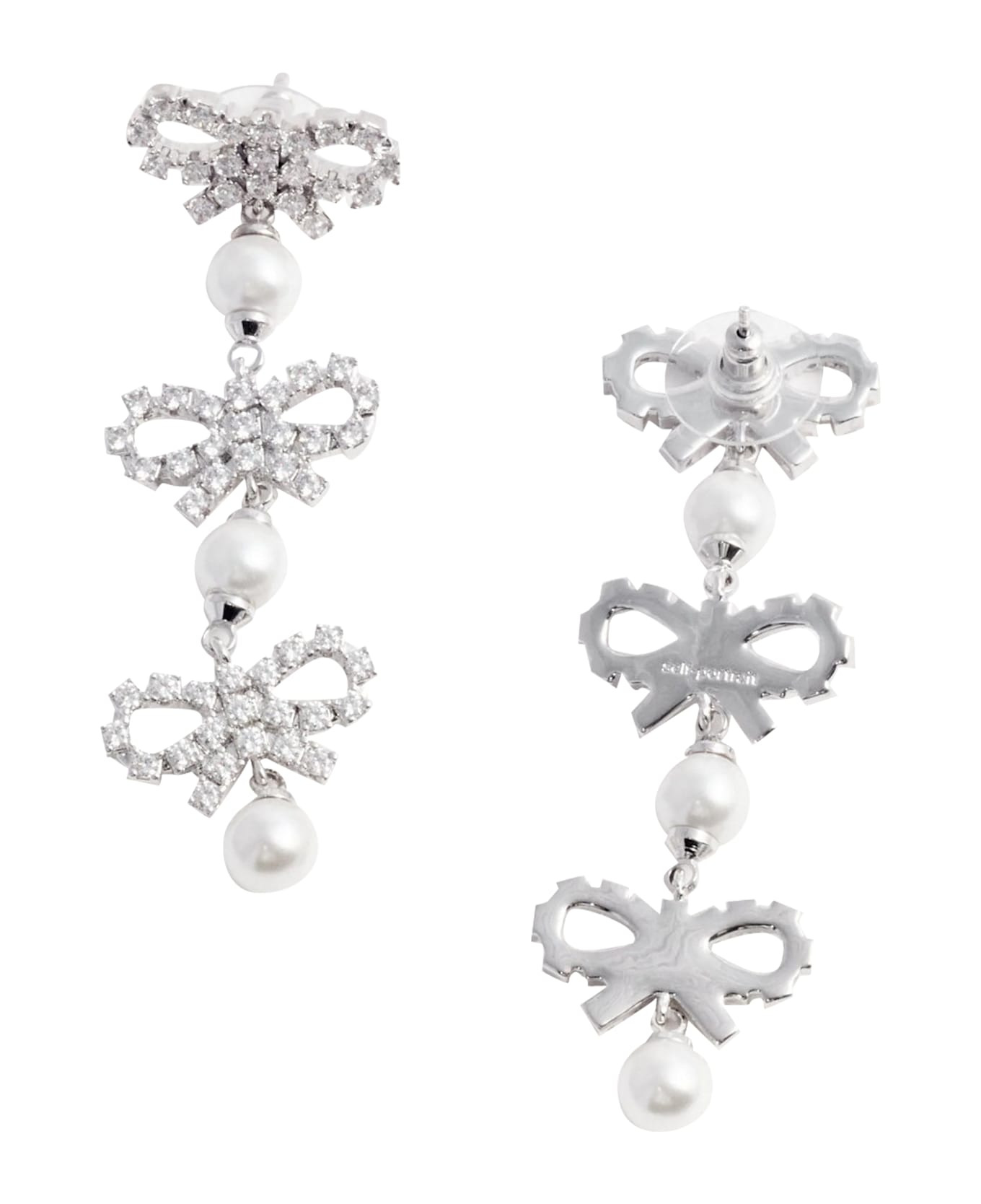 Micro Bow Pearl Tiered Earrings - 2