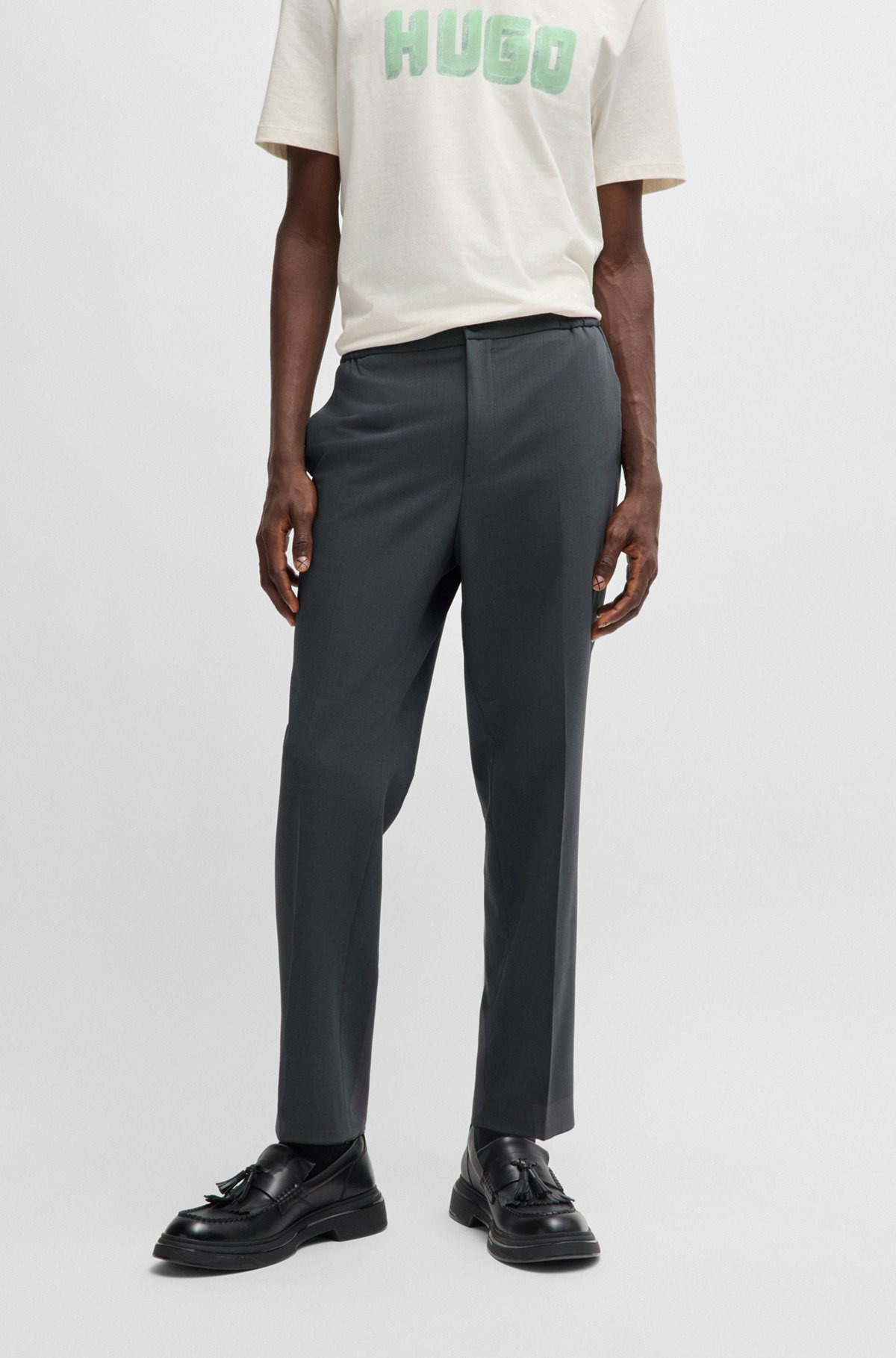 SLIM-FIT TROUSERS IN PATTERNED STRETCH TWILL - 2