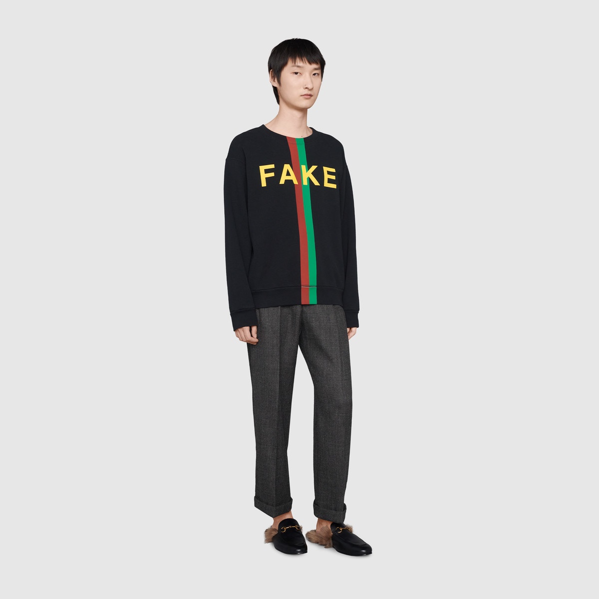 'Fake/Not' print sweatshirt - 3