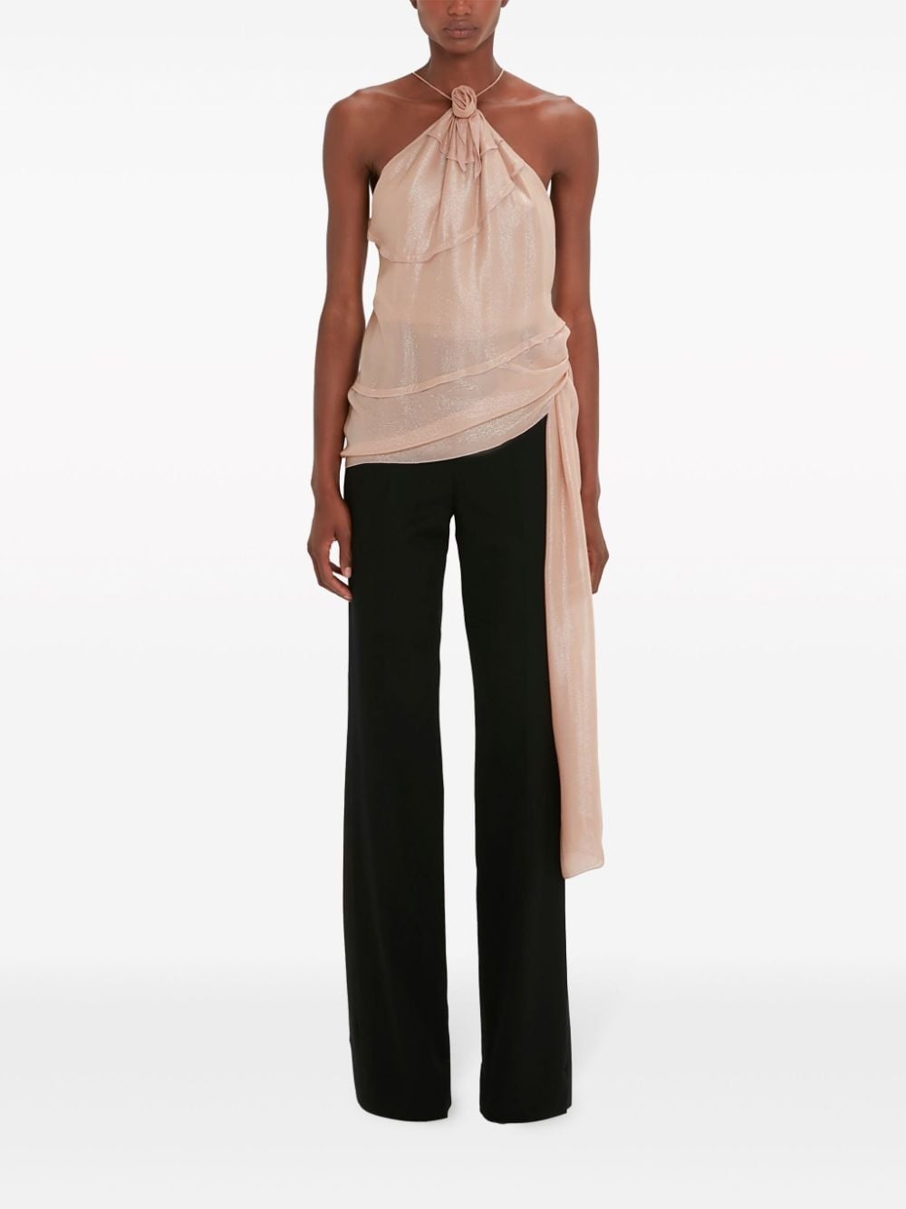 floral-motif lurex top - 2