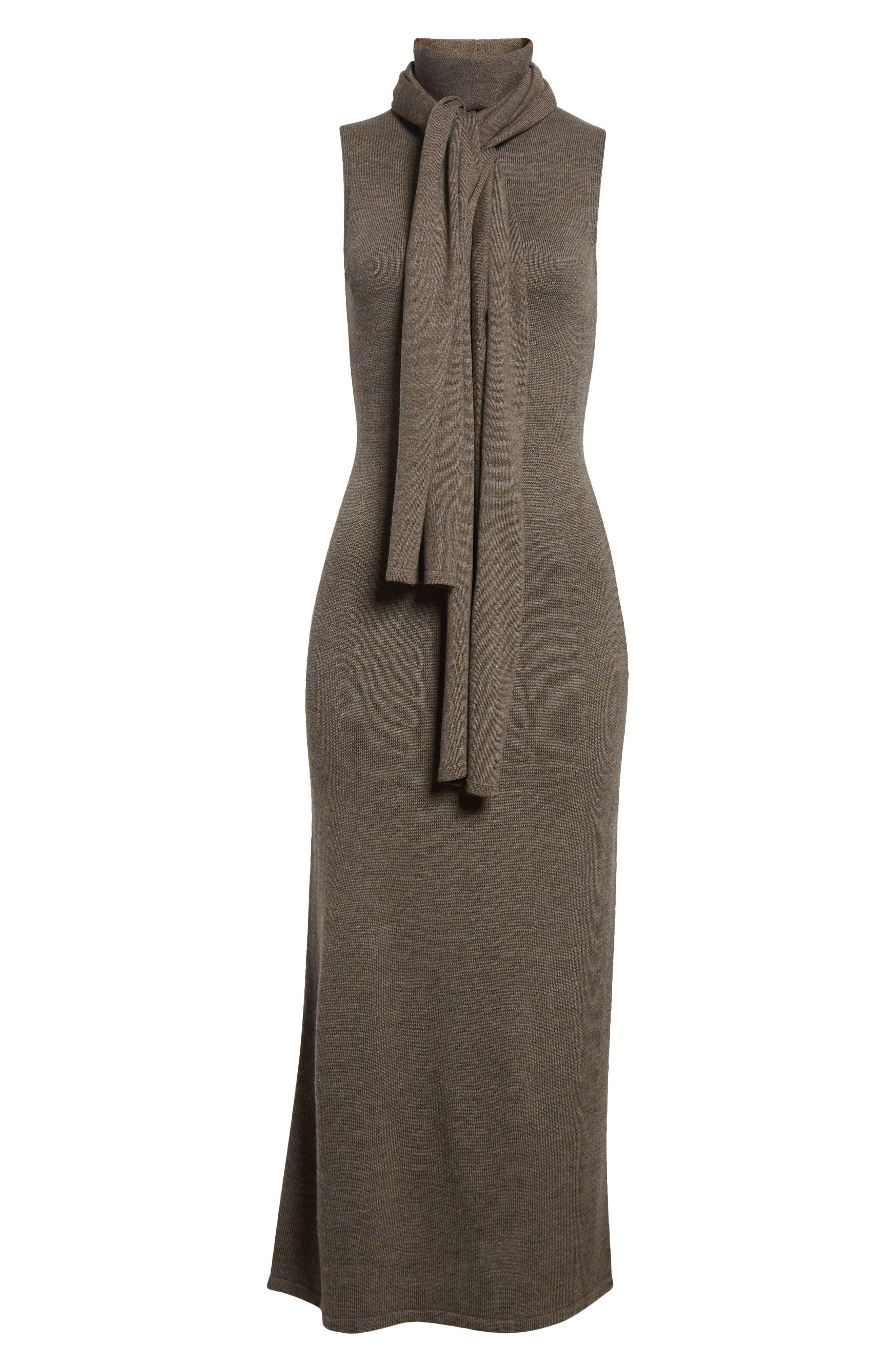 STAUD Canal Sleeveless Merino Wool Midi Dress in Truffle at Nordstrom - 6