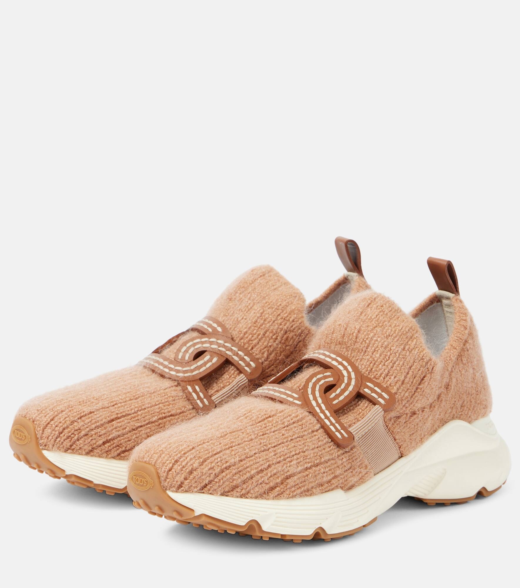 Kate leather-trimmed slip-on sneakers - 5