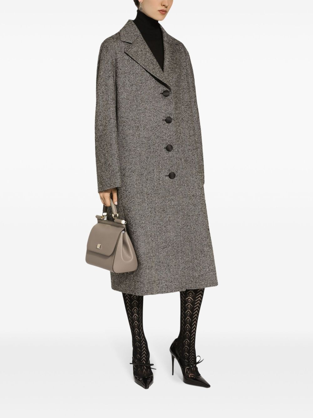 herringbone-pattern coat - 3