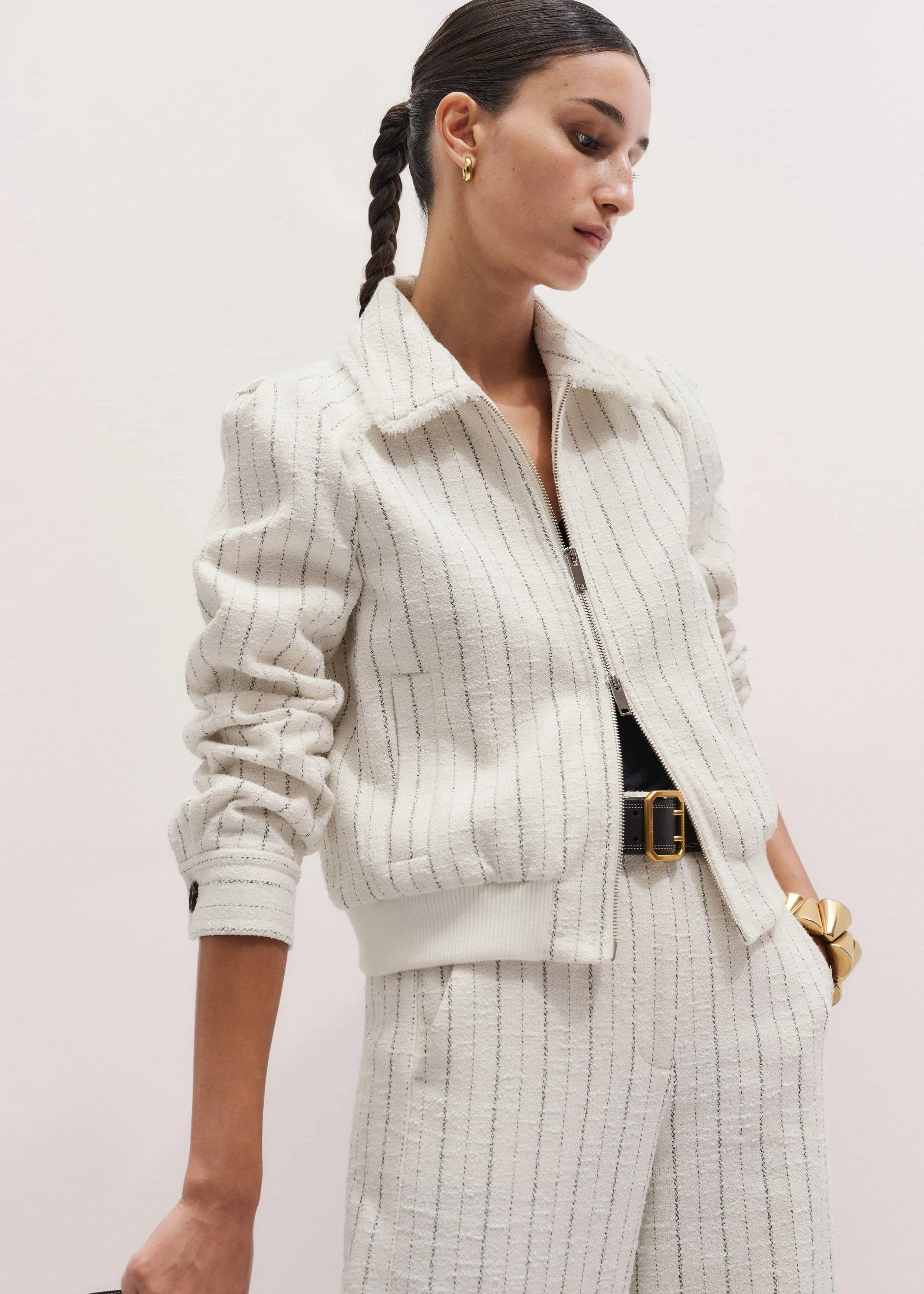 Stripe Bomber Jacket - 1