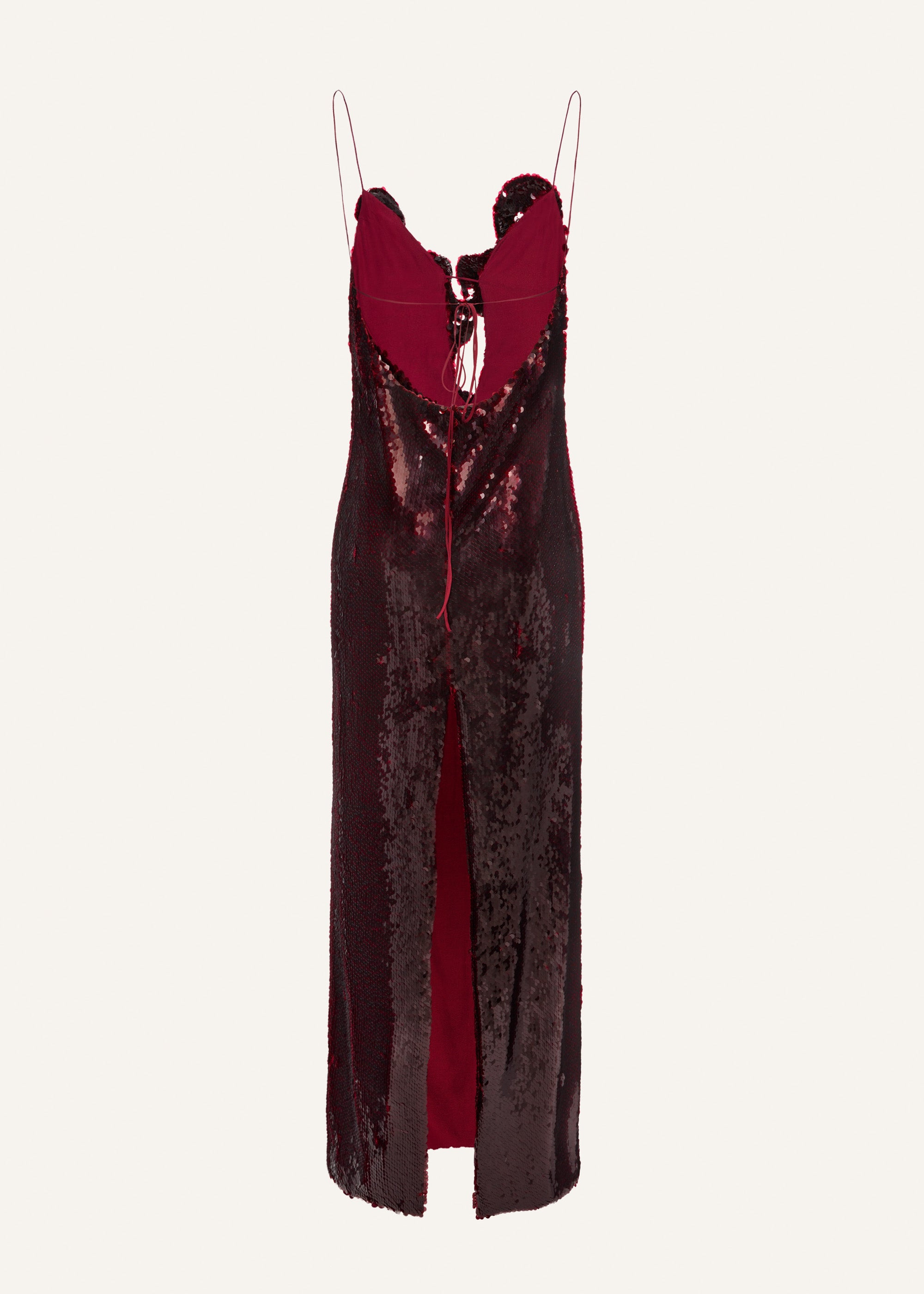 Ruffle applique sequin gown in bordeaux - 2