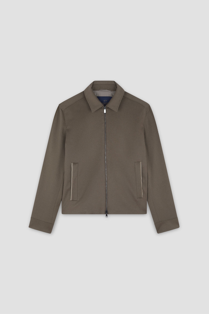 CASHMERE SHACKET WITH LEATHER TRIMS 1