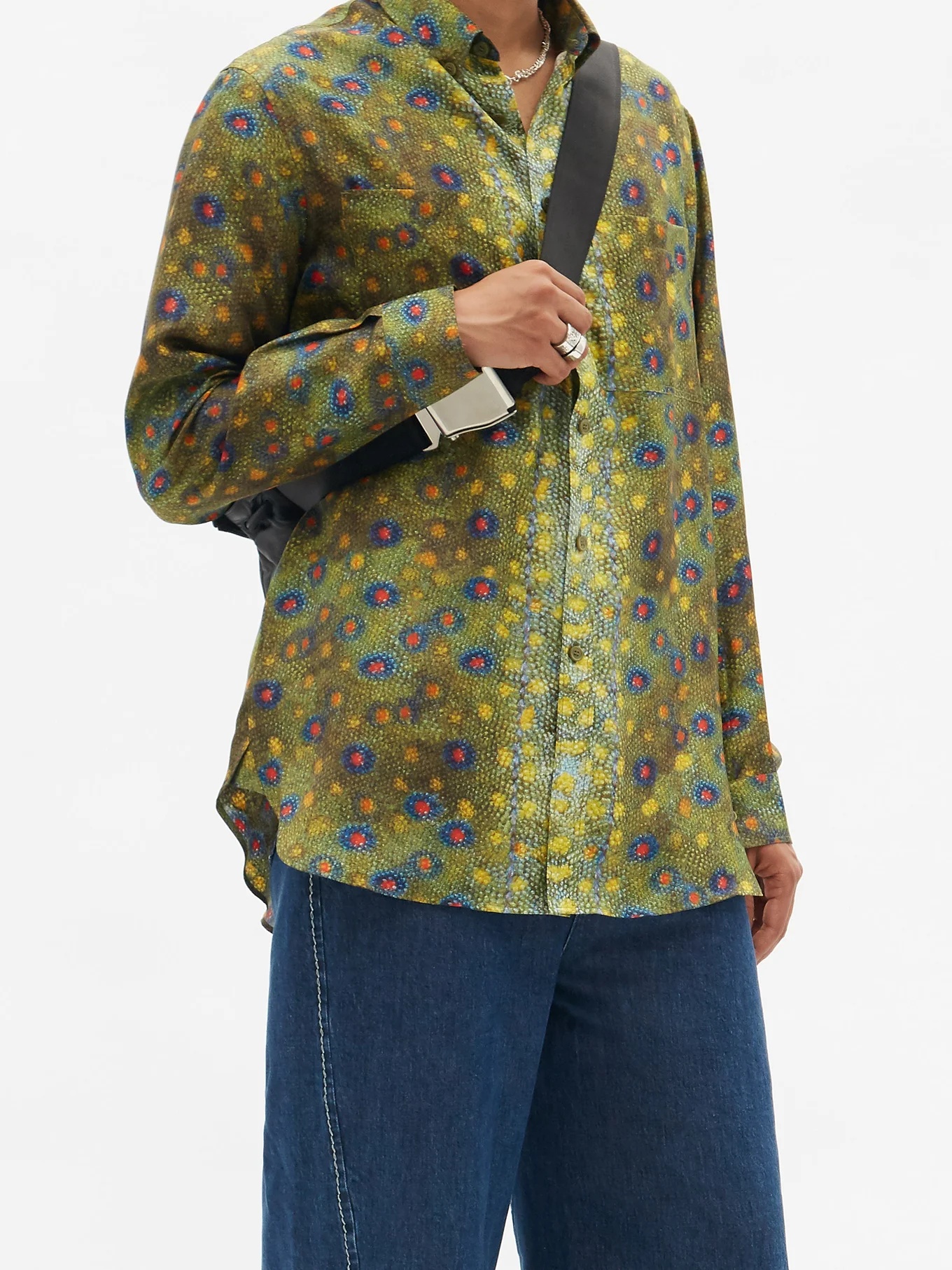 Fish scale-print silk shirt - 6