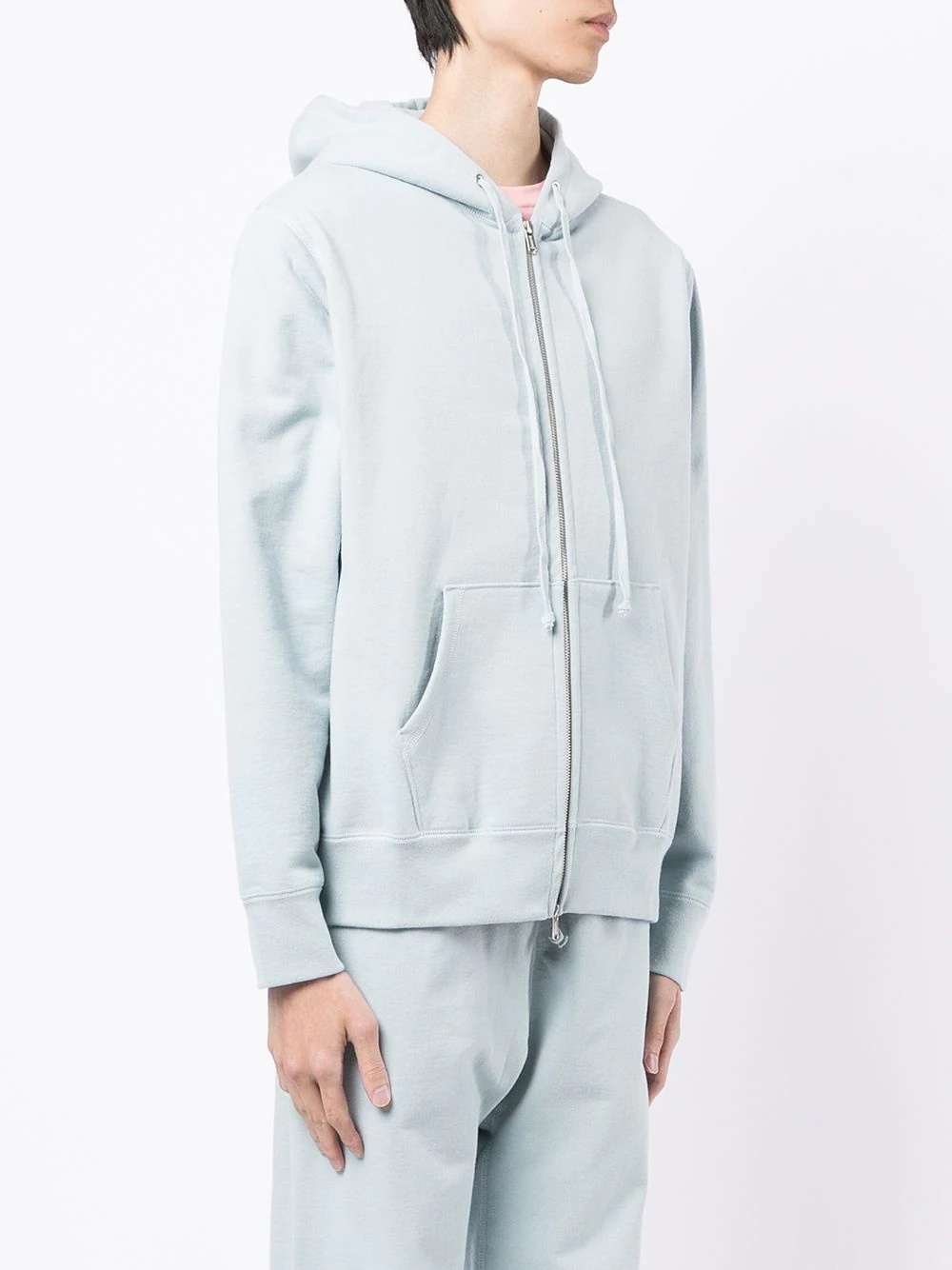 cotton jersey zip up hoodie - 4