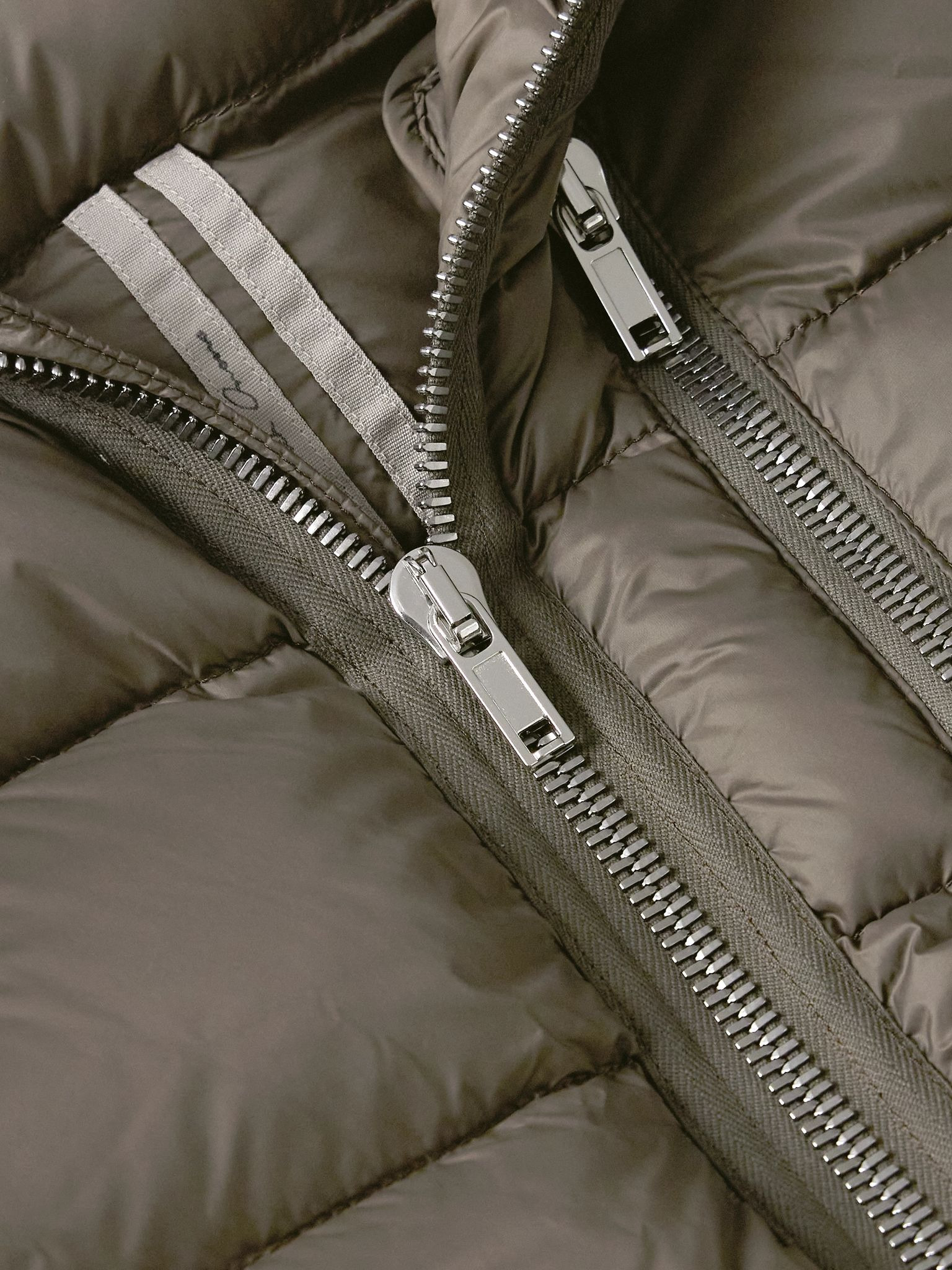 Slim-Fit Quilted Shell Down Hooded Jacket Dark brown - 4