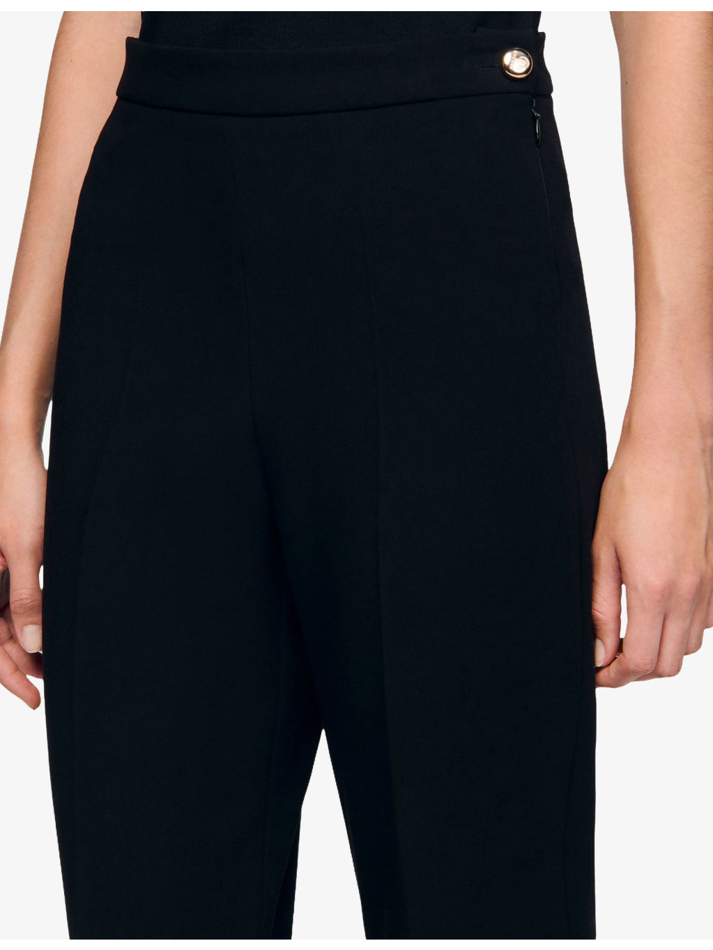 Button-Embellished Wide-Leg High-Rise Stretch-Woven Trousers - 5