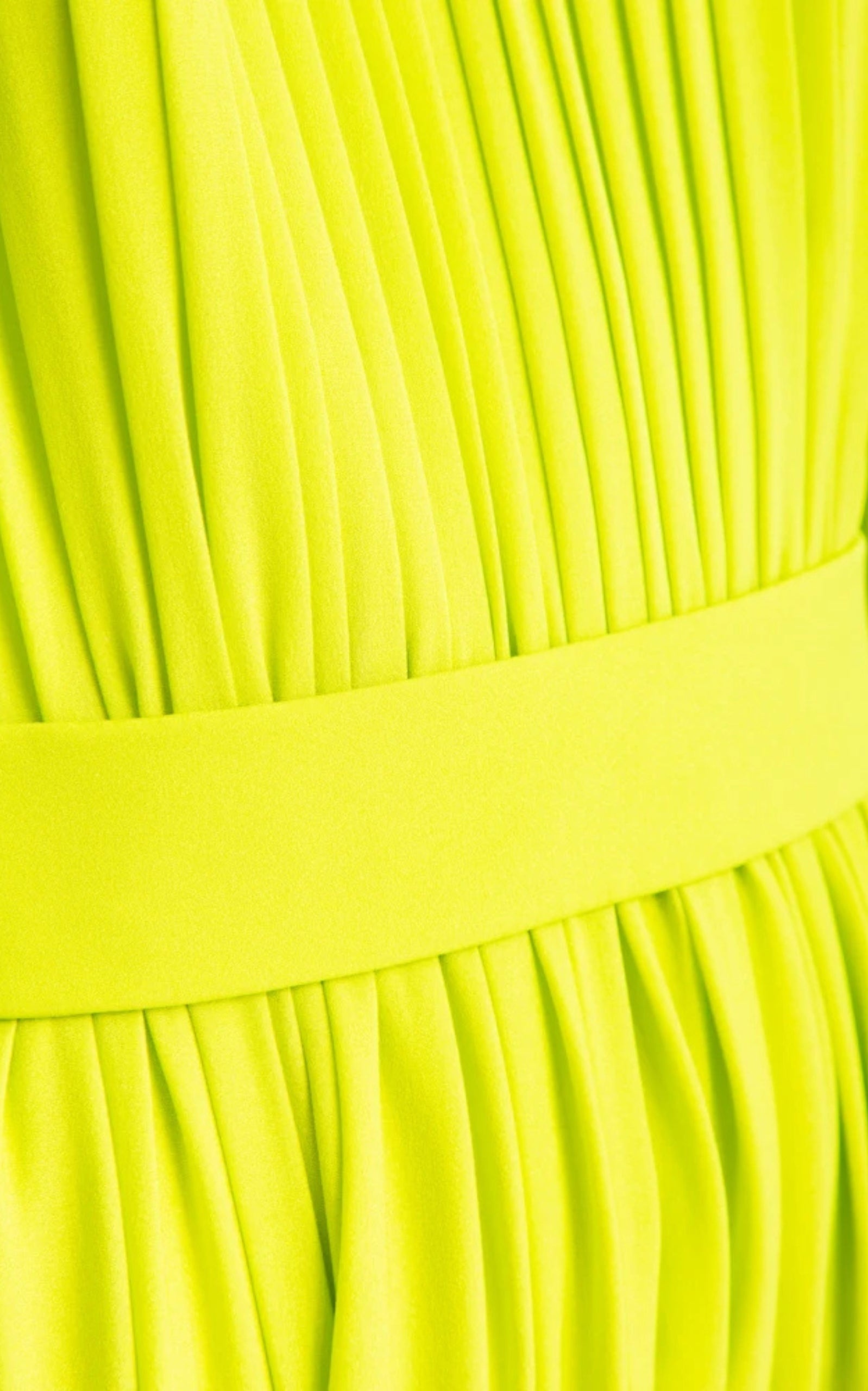 Lime Green Silk Dress - 5